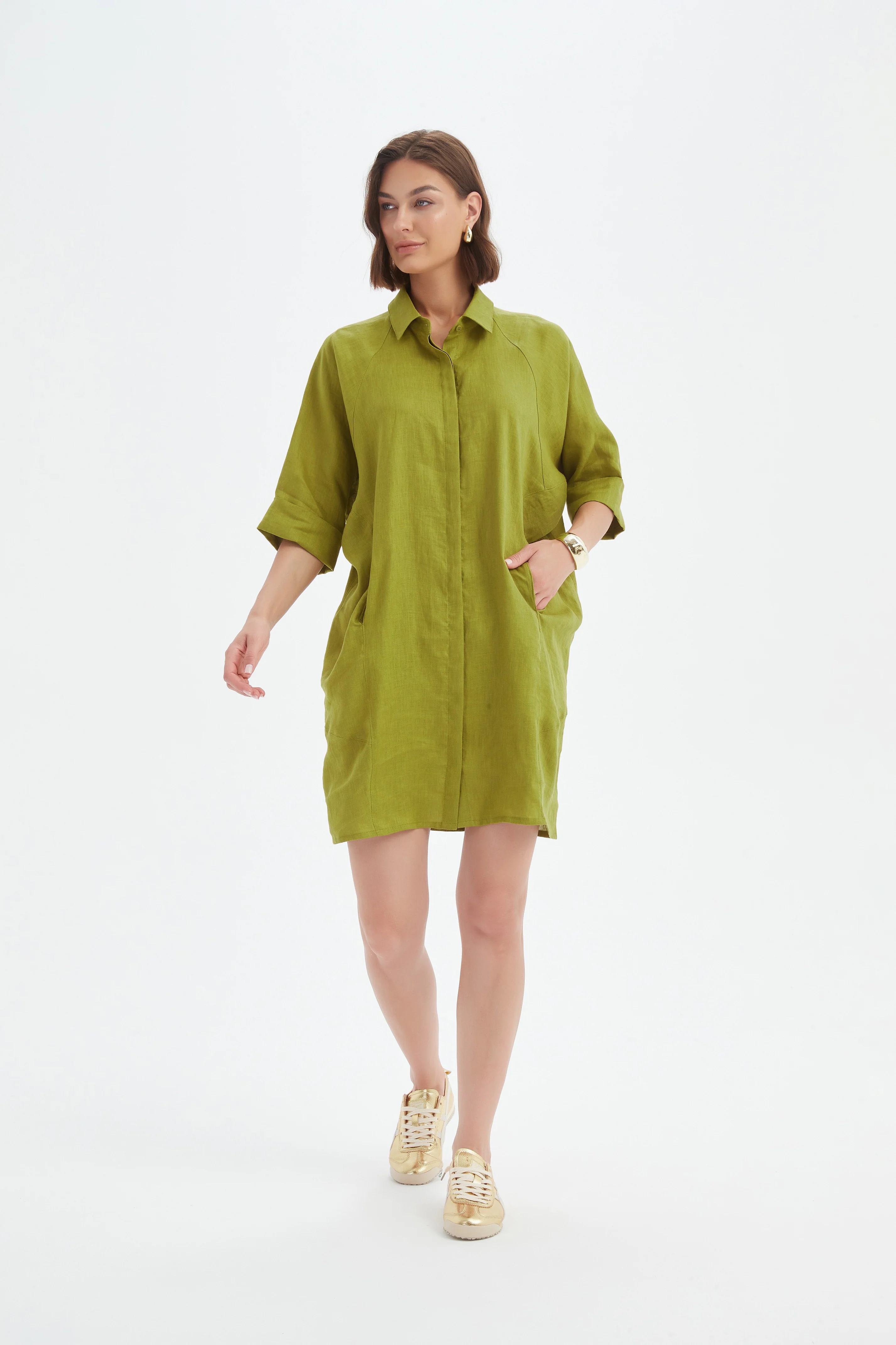 OVERSIZED LINEN SHIRT DRESS - Image 13
