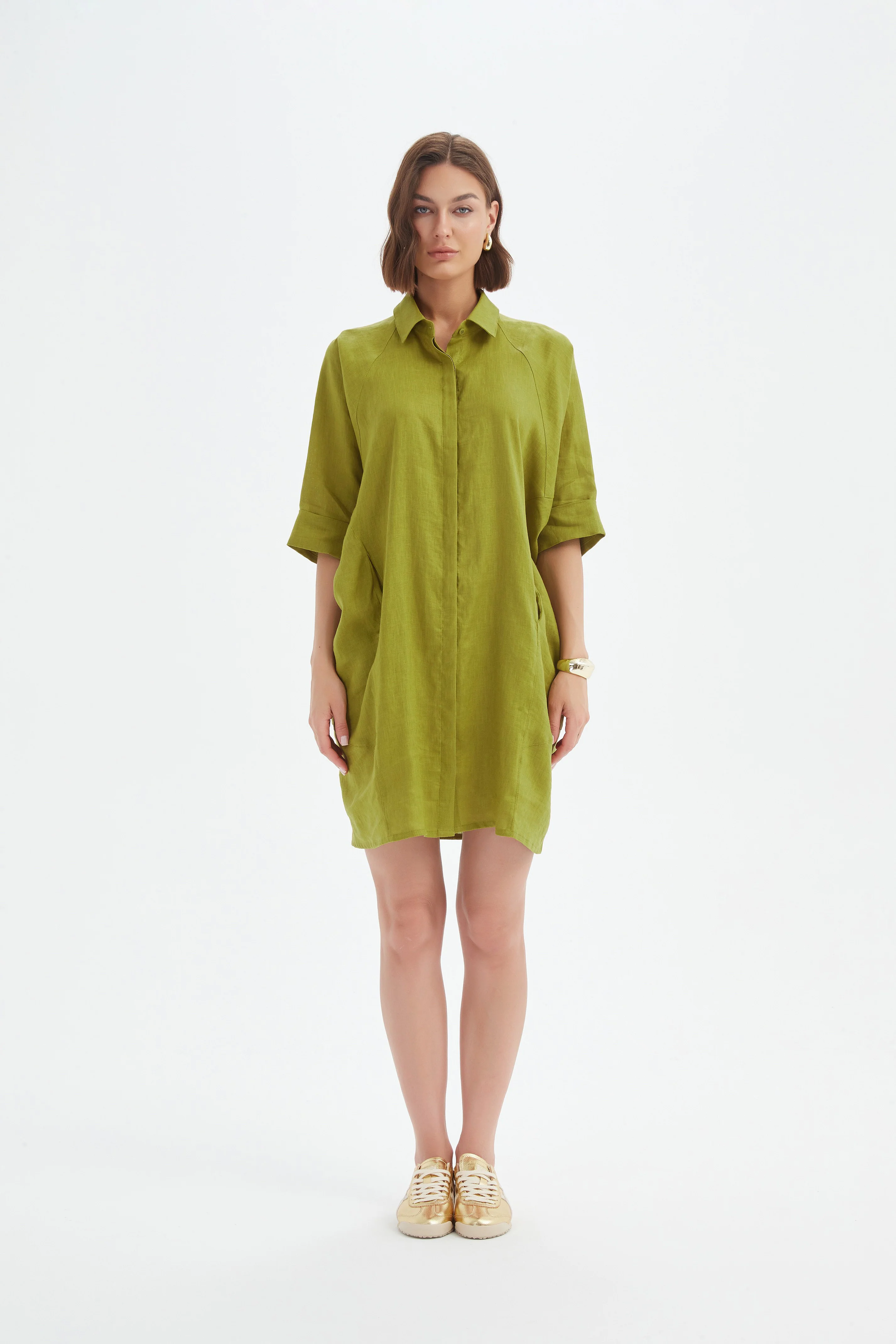 OVERSIZED LINEN SHIRT DRESS - Image 15
