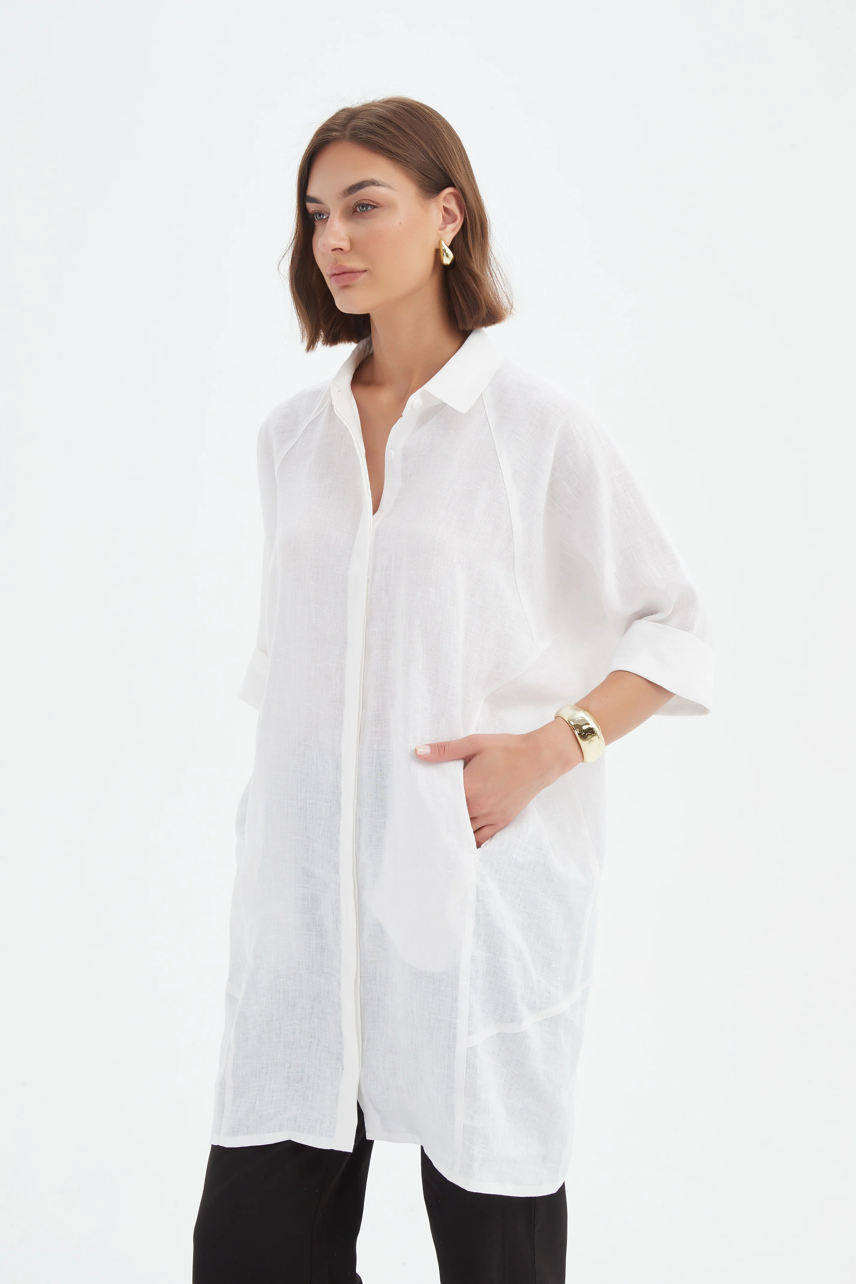OVERSIZED LINEN SHIRT DRESS - Image 17