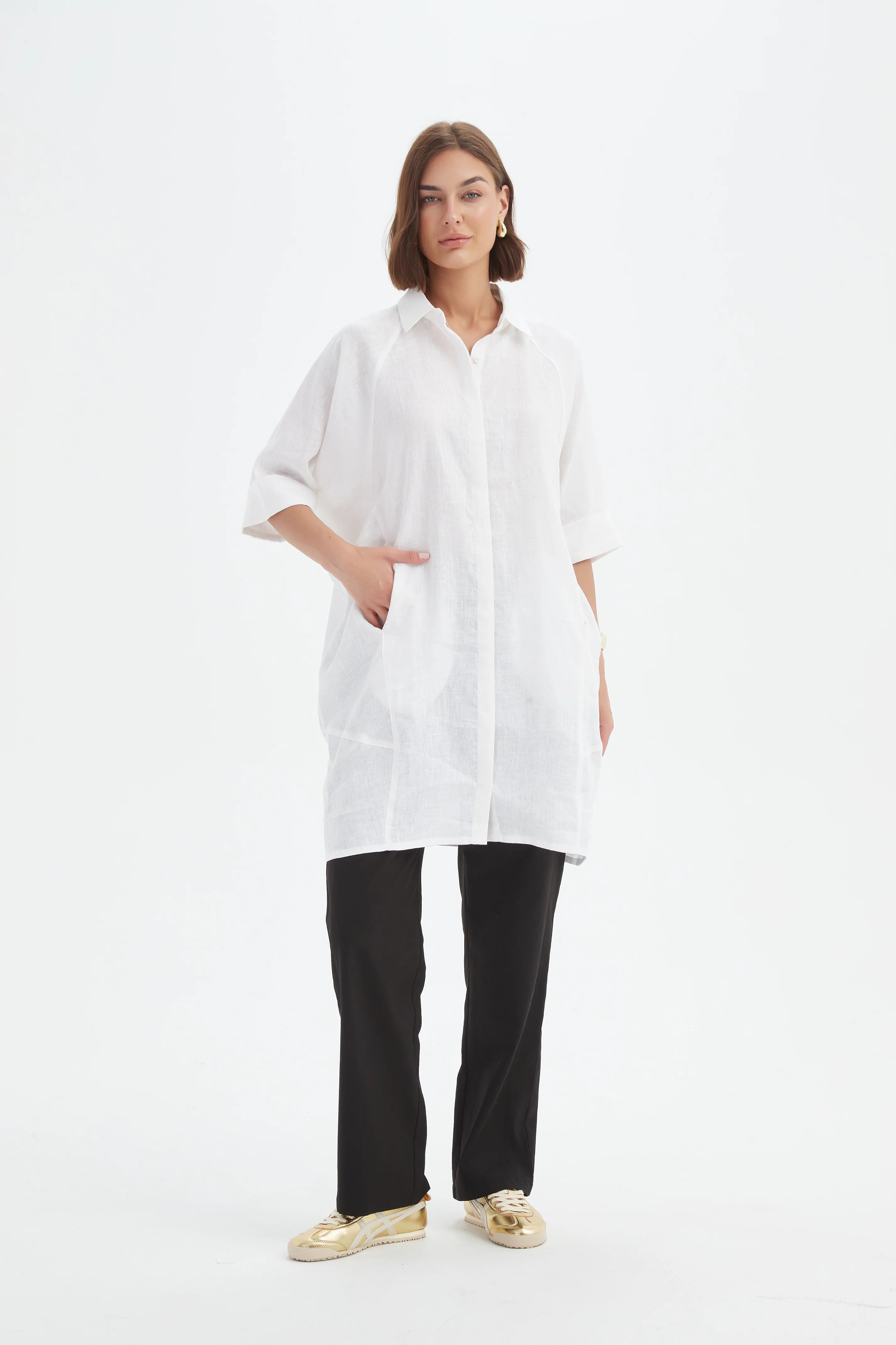 OVERSIZED LINEN SHIRT DRESS - Image 18
