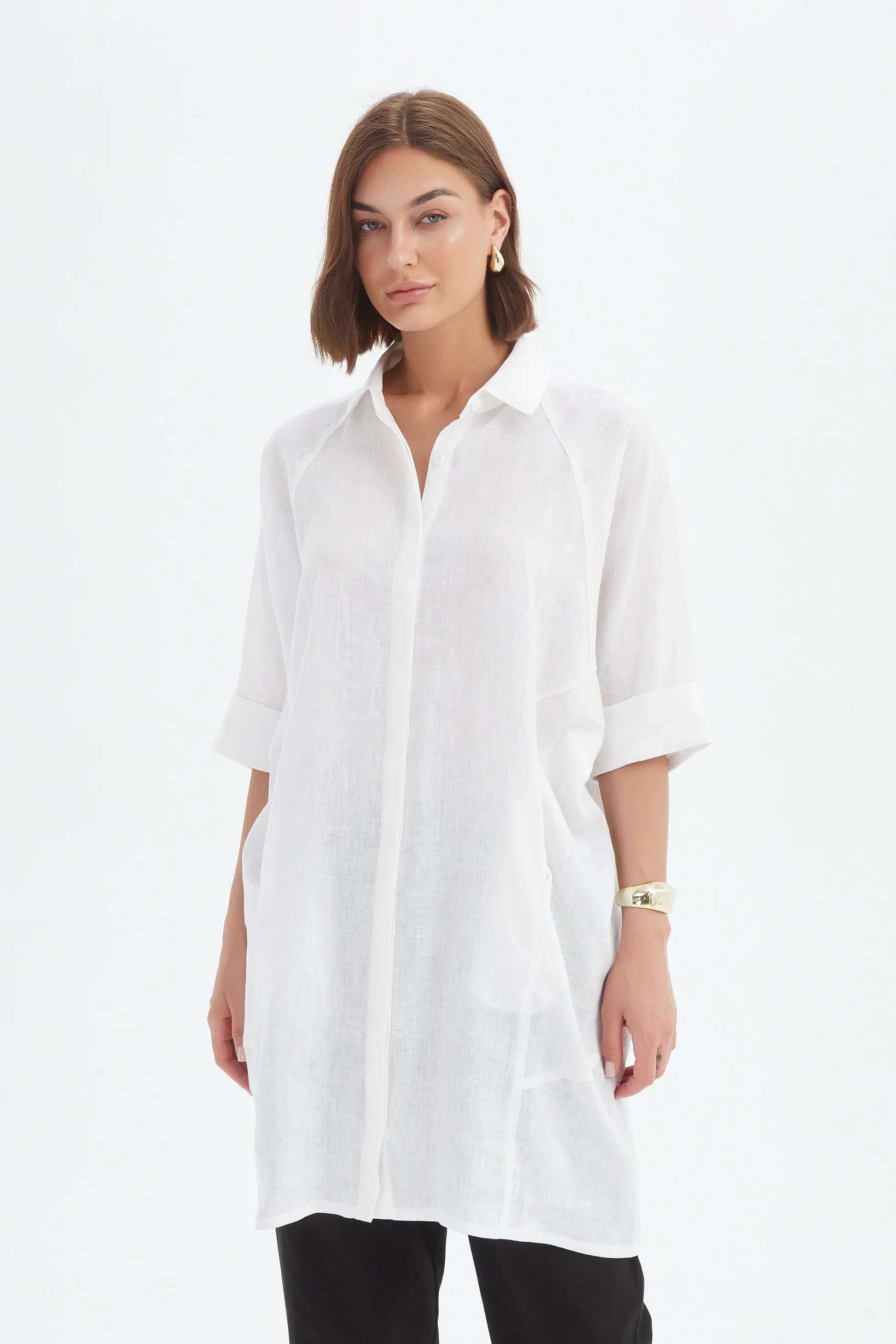 OVERSIZED LINEN SHIRT DRESS - Image 19