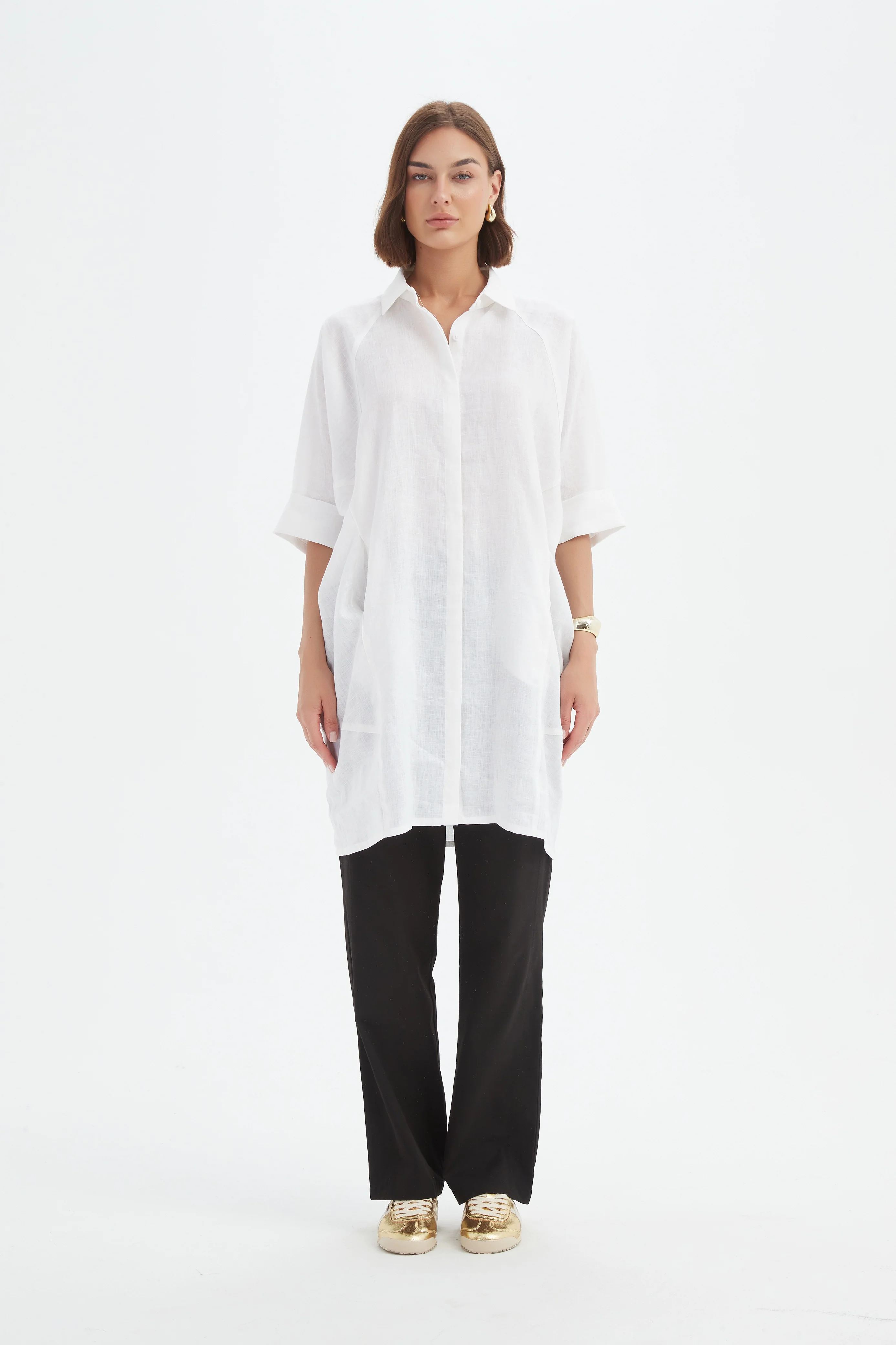 OVERSIZED LINEN SHIRT DRESS - Image 20