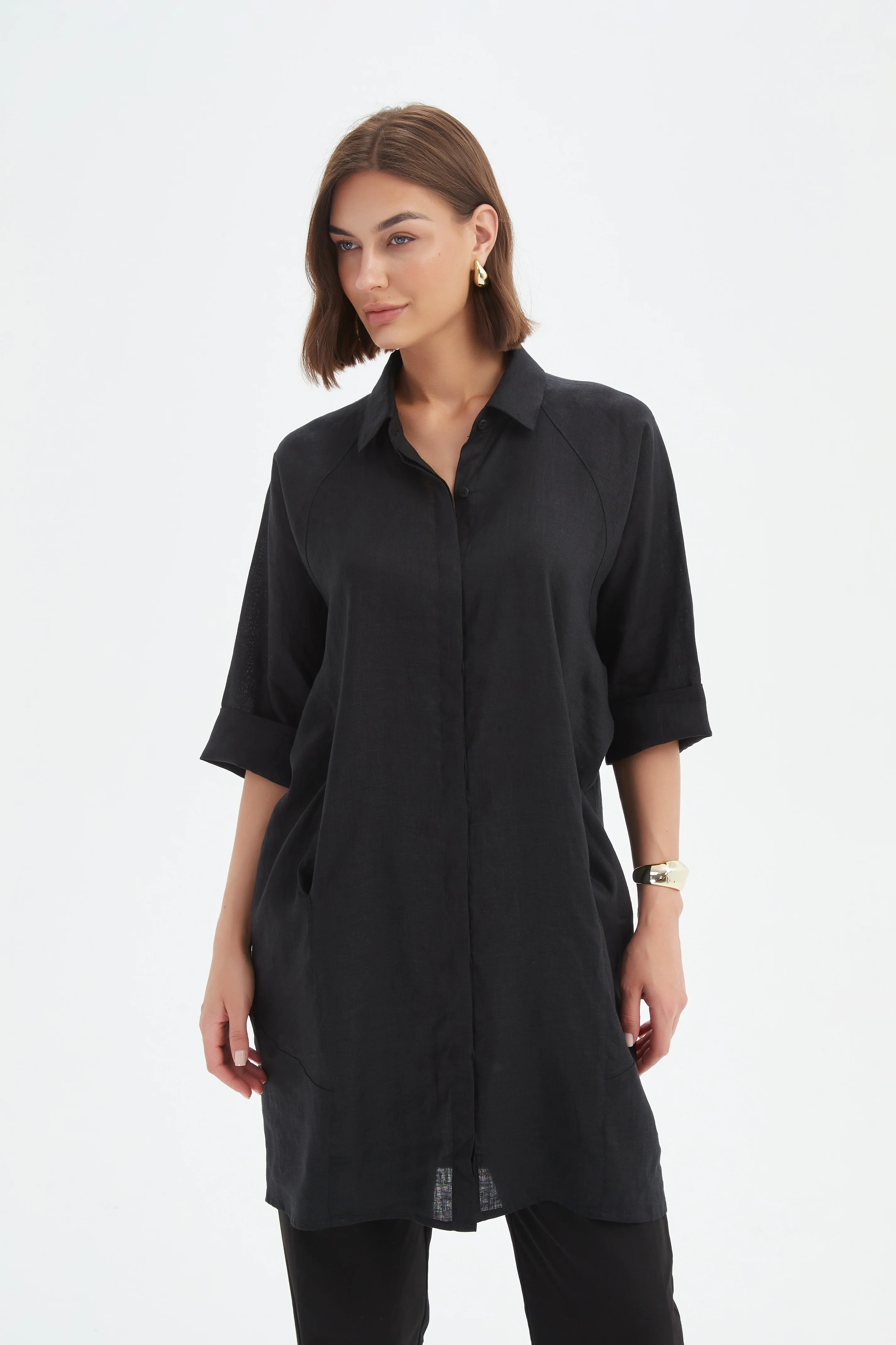 OVERSIZED LINEN SHIRT DRESS - Image 7