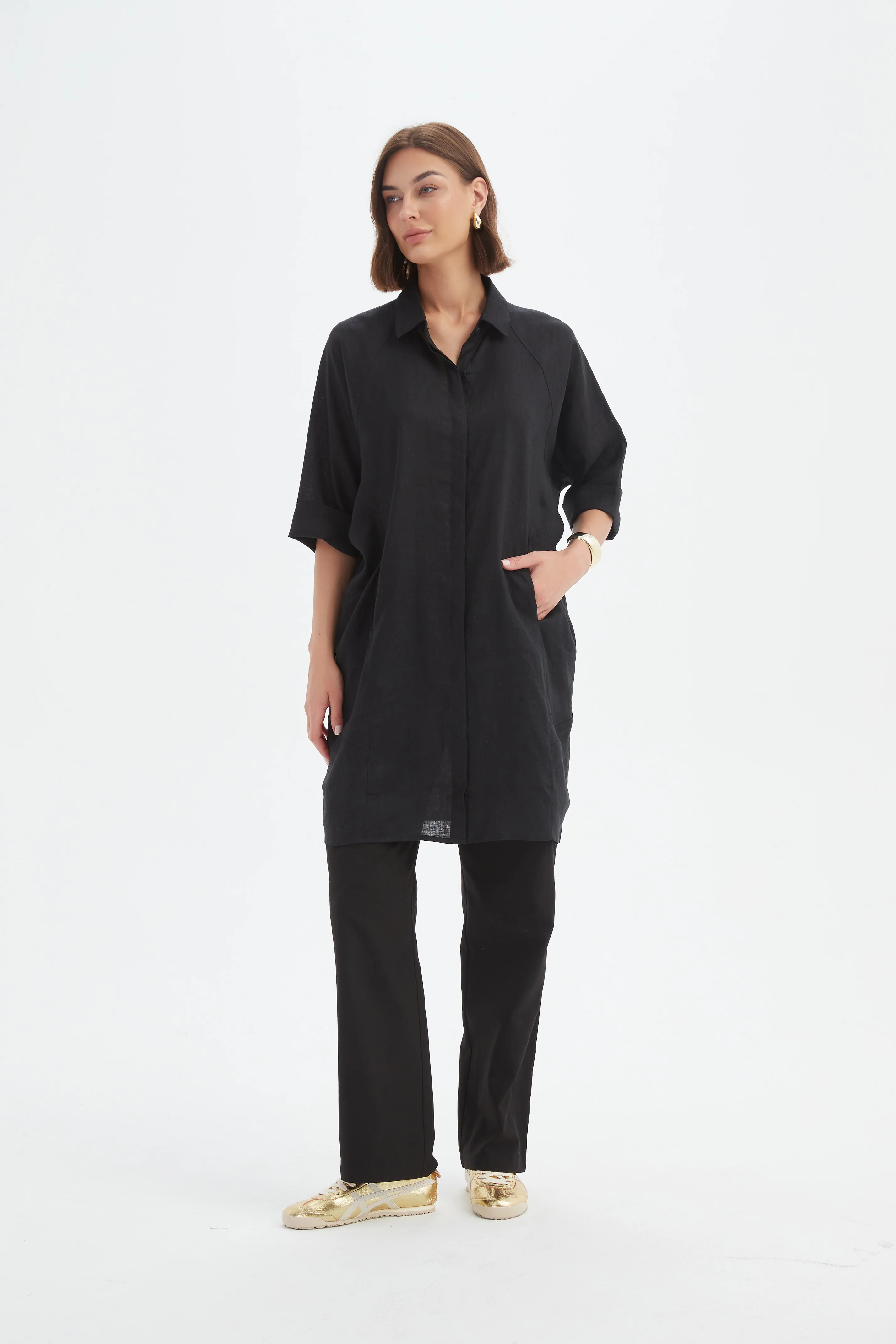 OVERSIZED LINEN SHIRT DRESS - Image 9