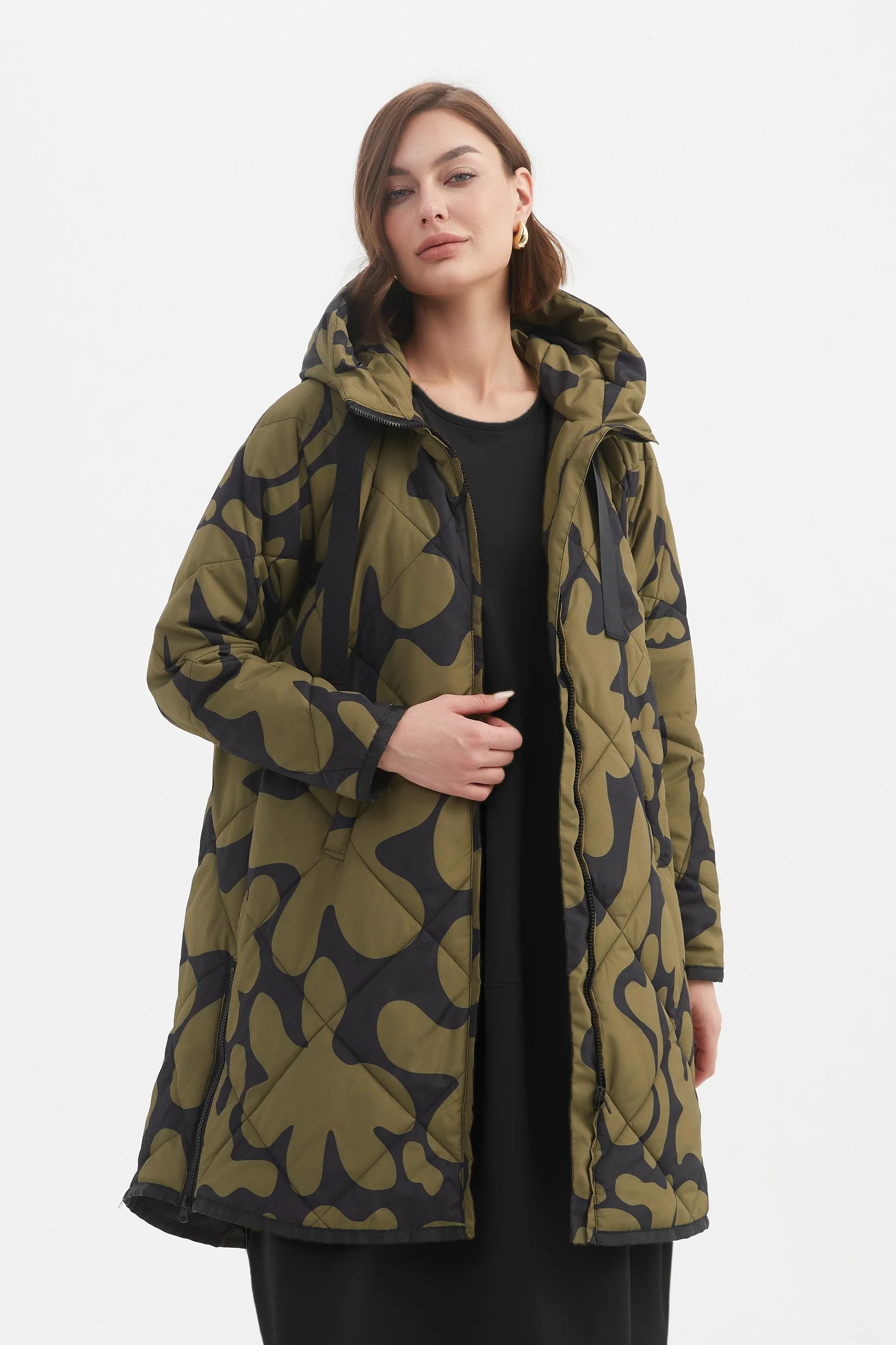 PRINT ZIP HEM WINTER COAT - Image 6