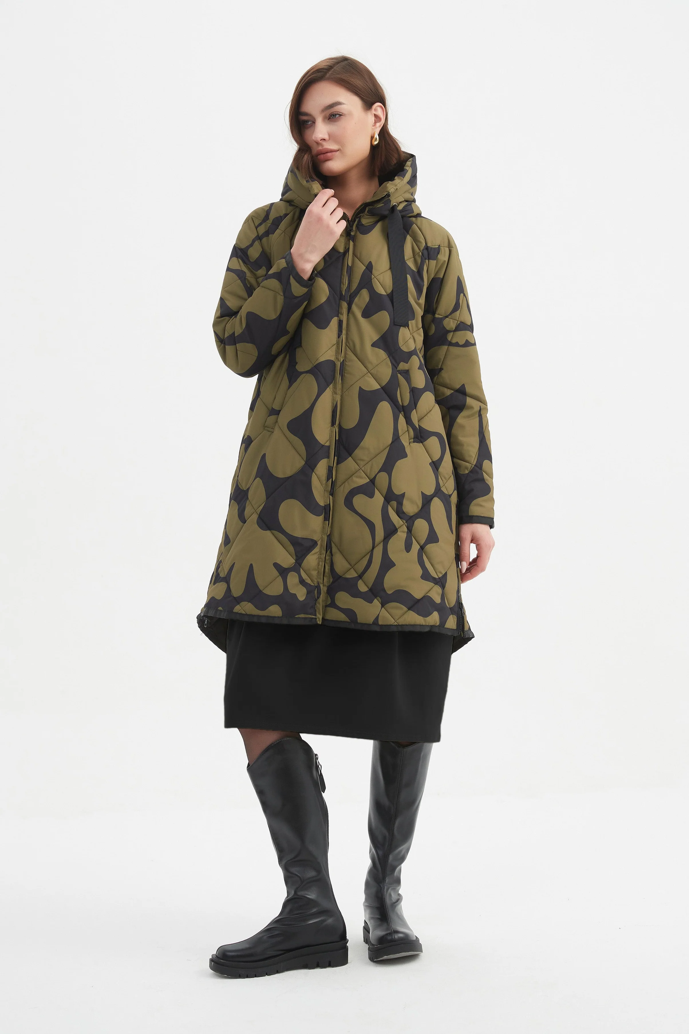 PRINT ZIP HEM WINTER COAT - Image 8