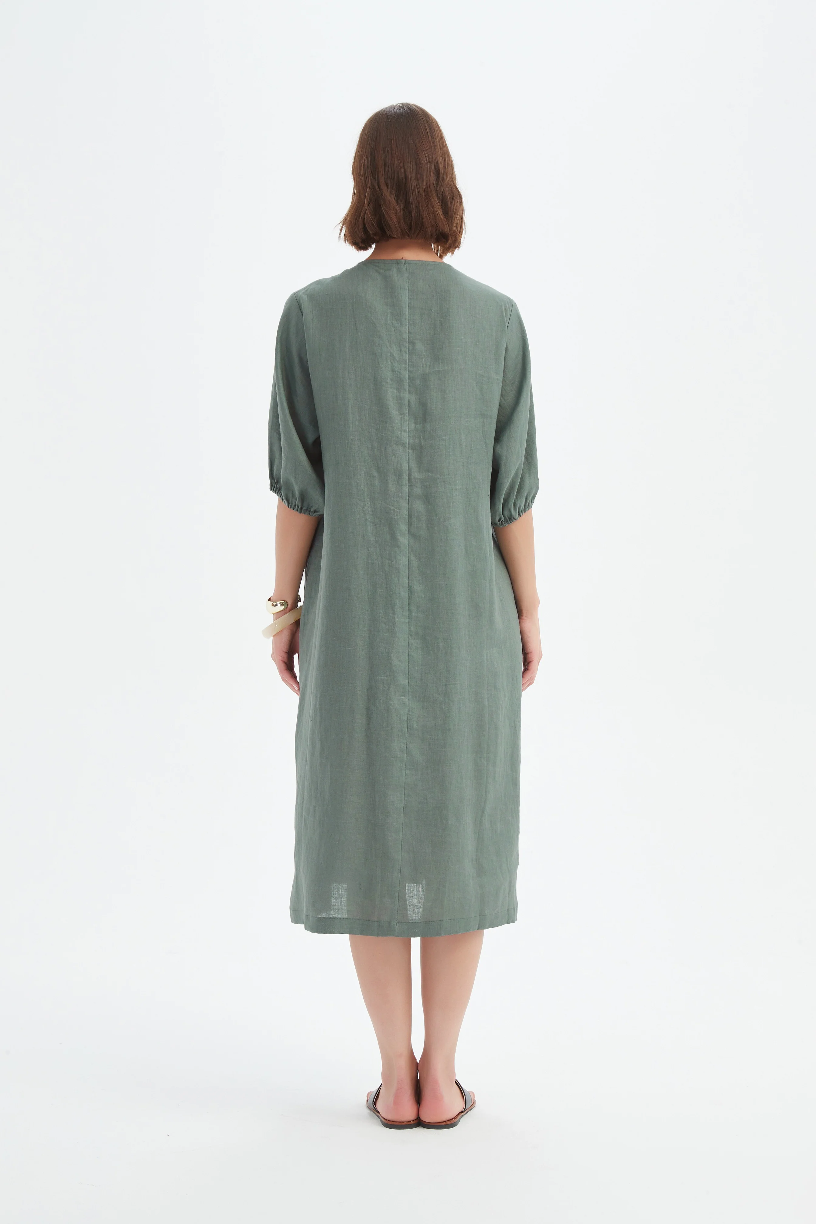 PUFF SLEEVE GATHER FRONT DRESS - Image 12