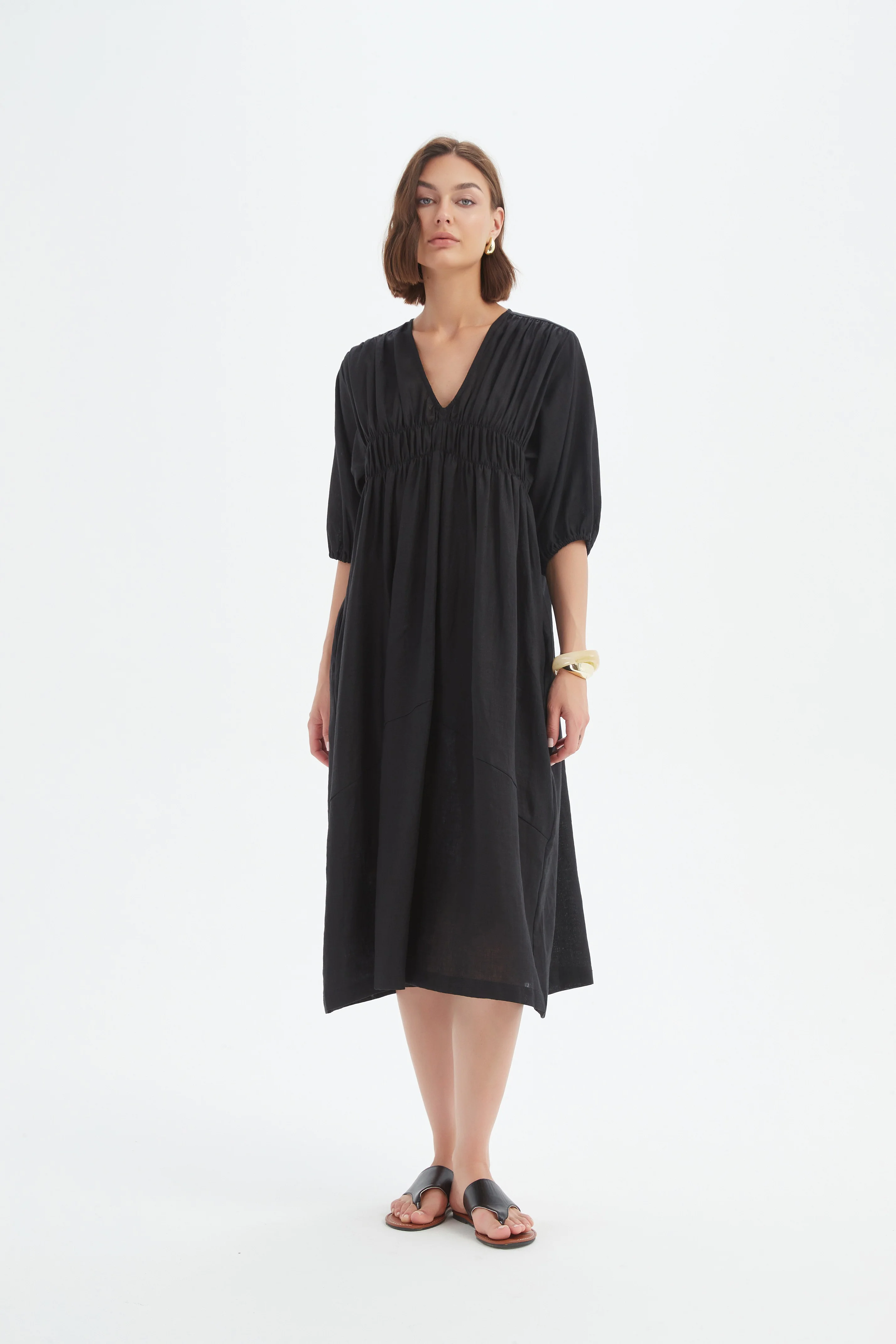 PUFF SLEEVE GATHER FRONT DRESS - Image 17