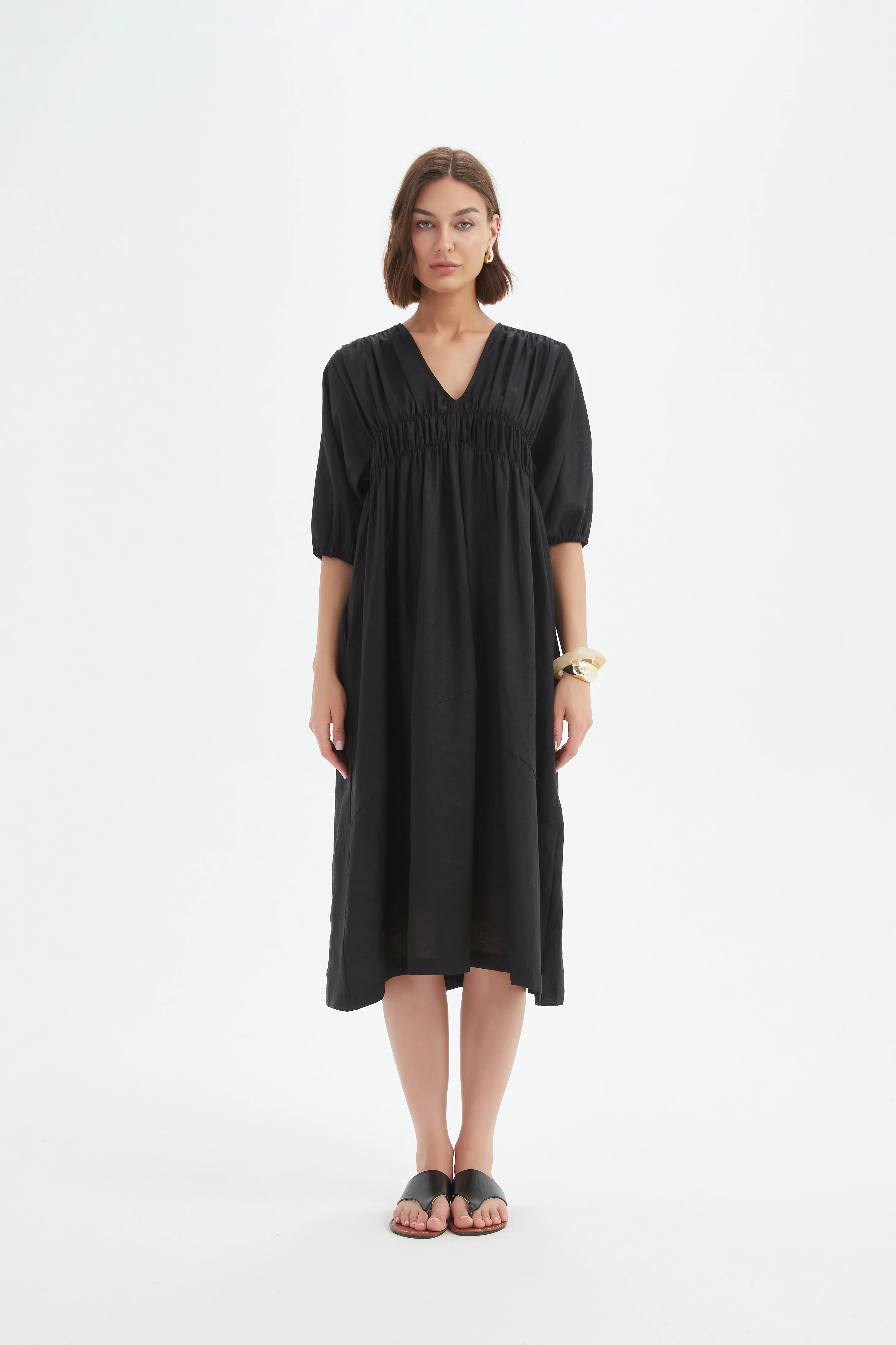 PUFF SLEEVE GATHER FRONT DRESS - Image 18