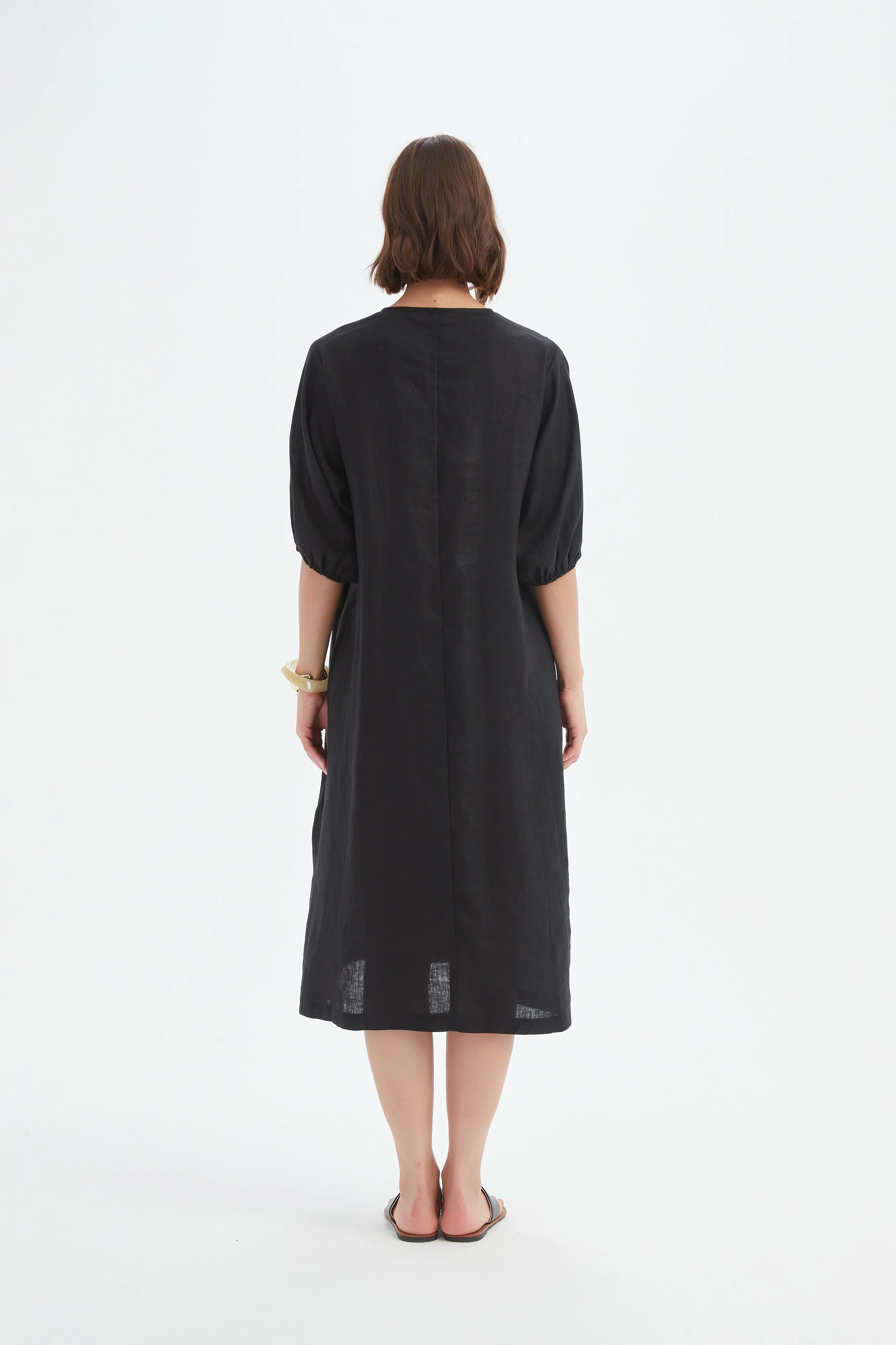 PUFF SLEEVE GATHER FRONT DRESS - Image 19