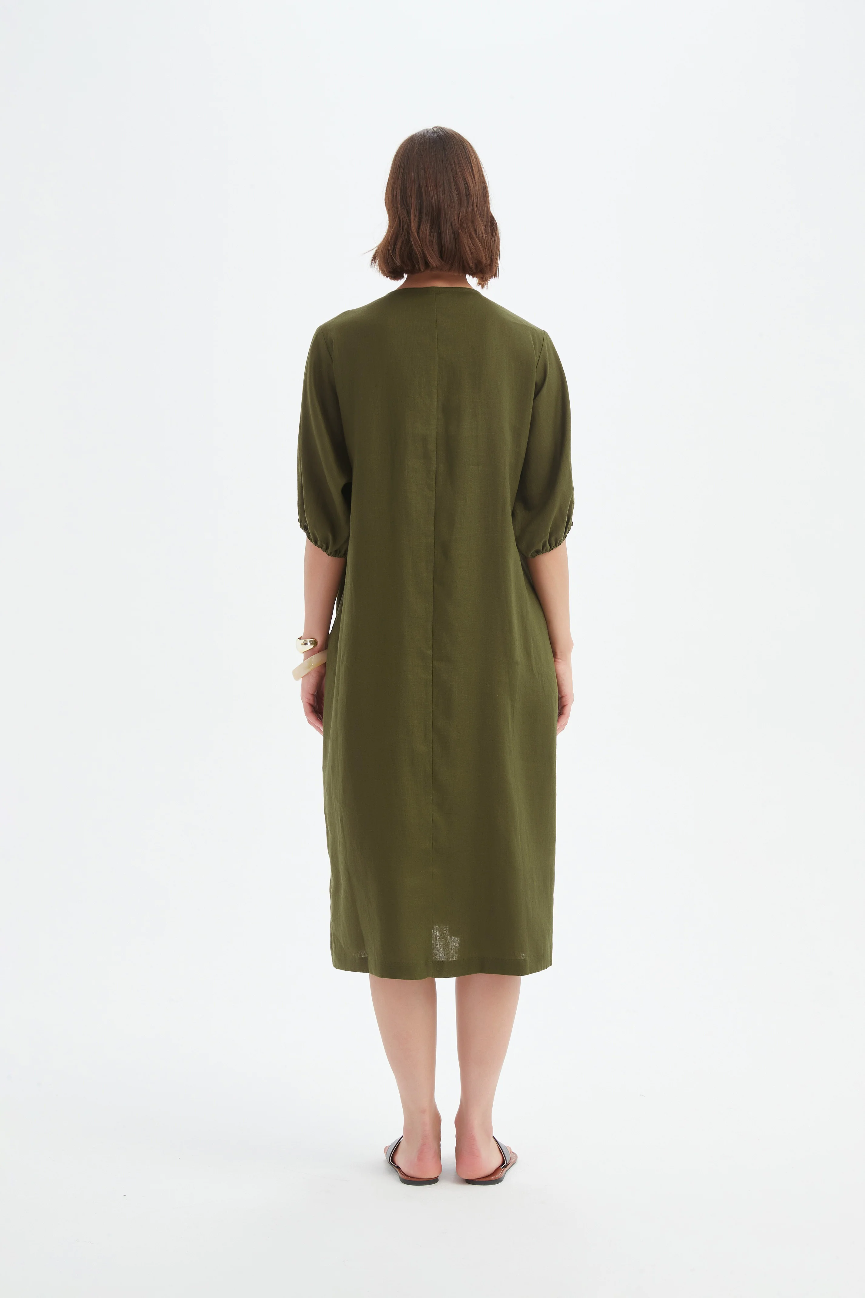 PUFF SLEEVE GATHER FRONT DRESS - Image 5