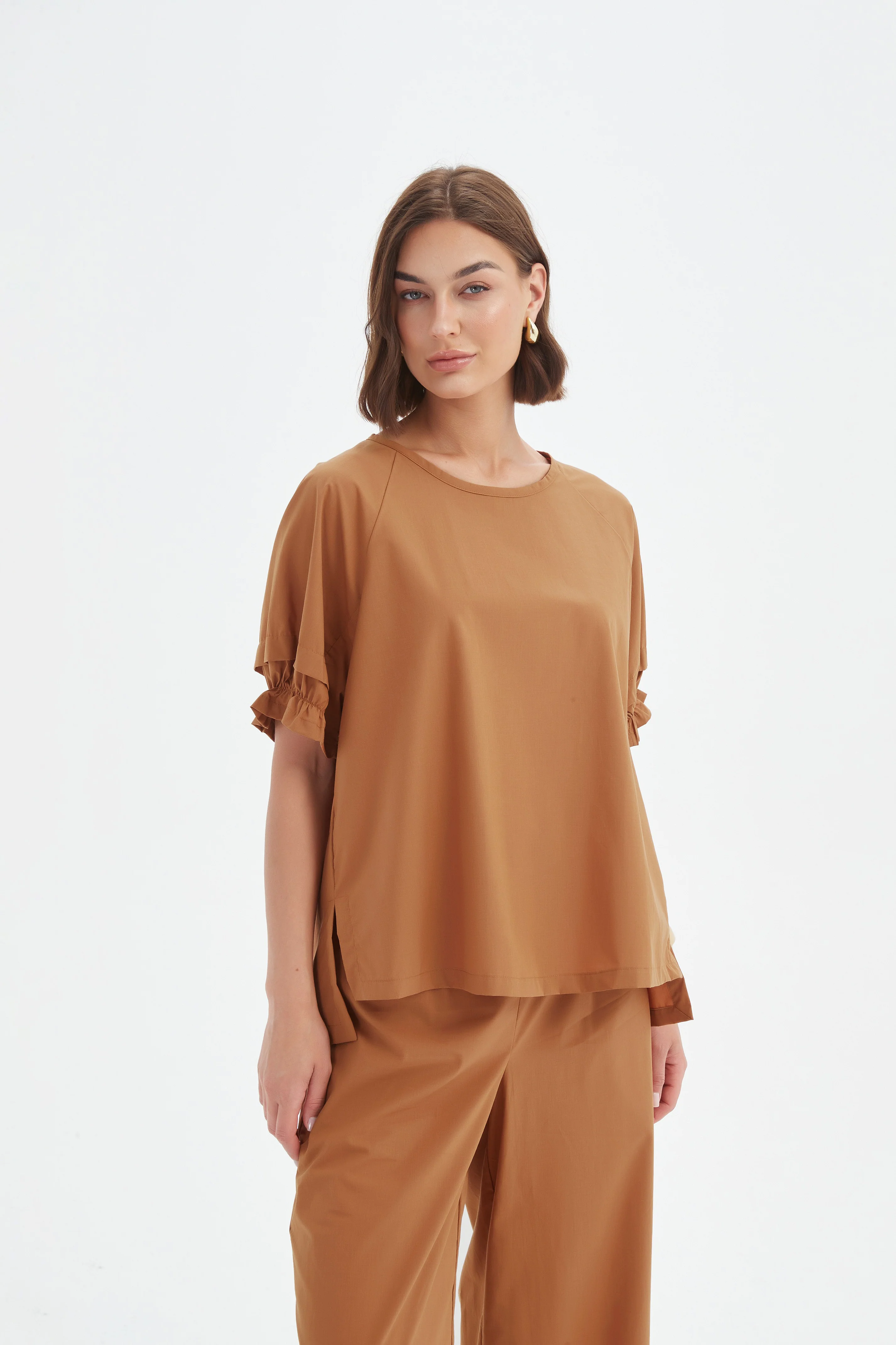 RUFFLE SLEEVE LYOCELL TOP - Image 11