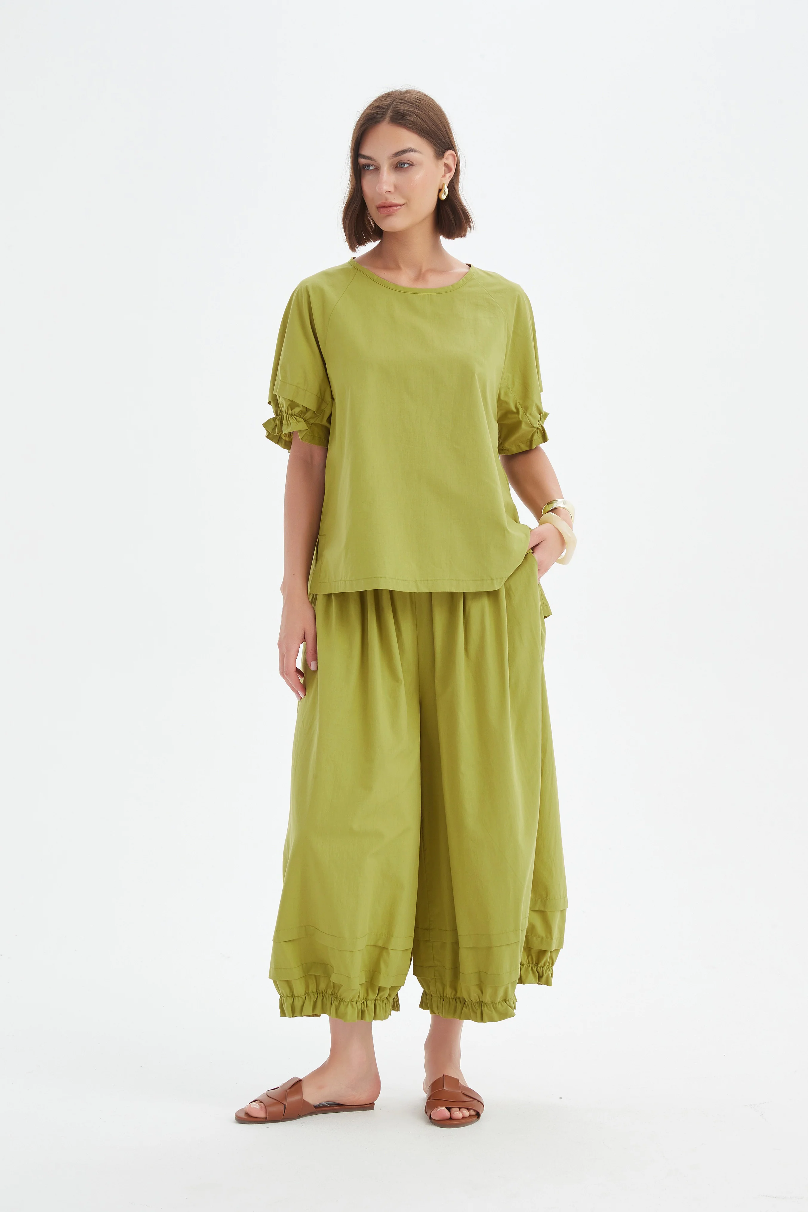 RUFFLE SLEEVE LYOCELL TOP - Image 17
