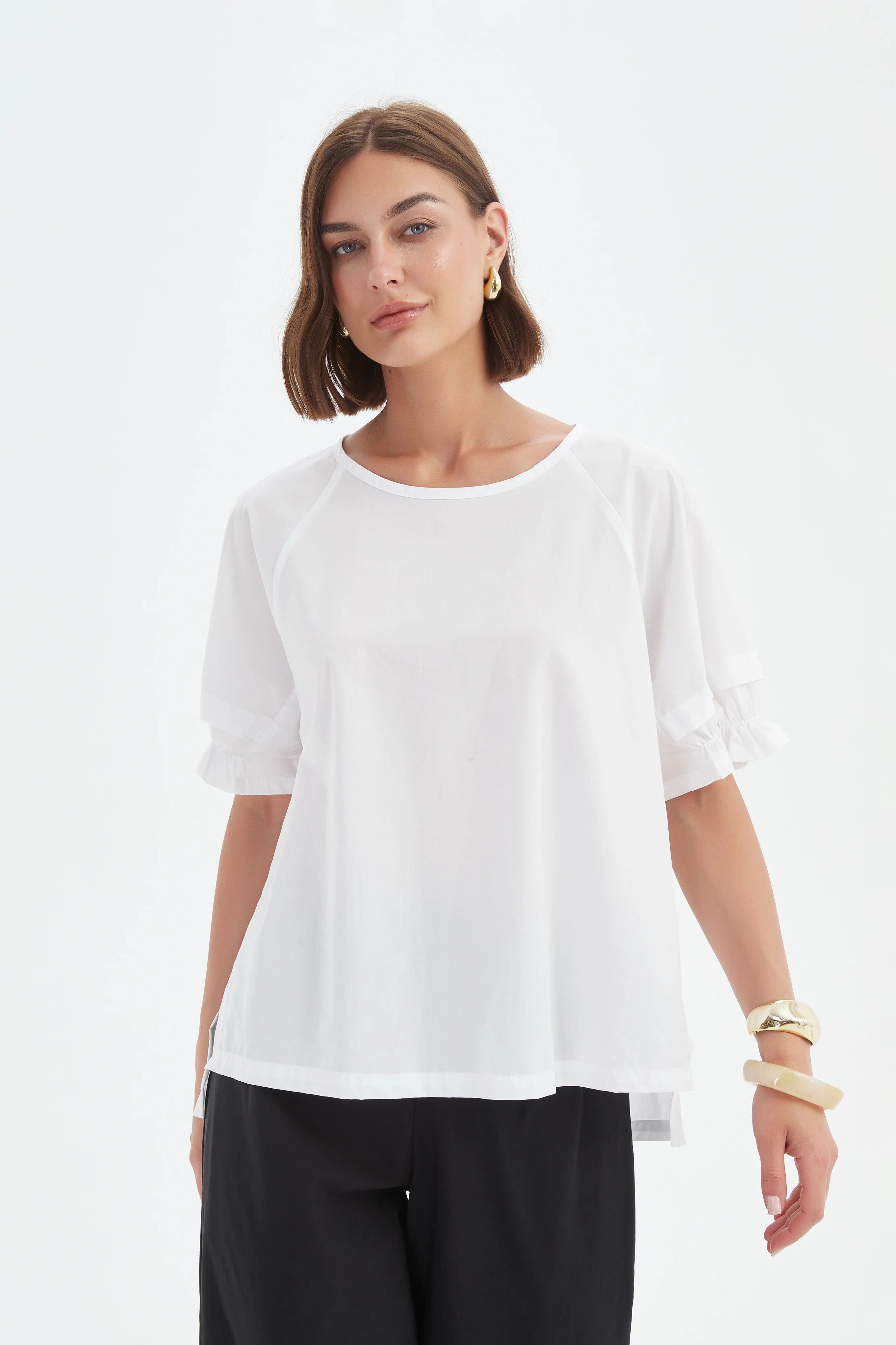 RUFFLE SLEEVE LYOCELL TOP - Image 20