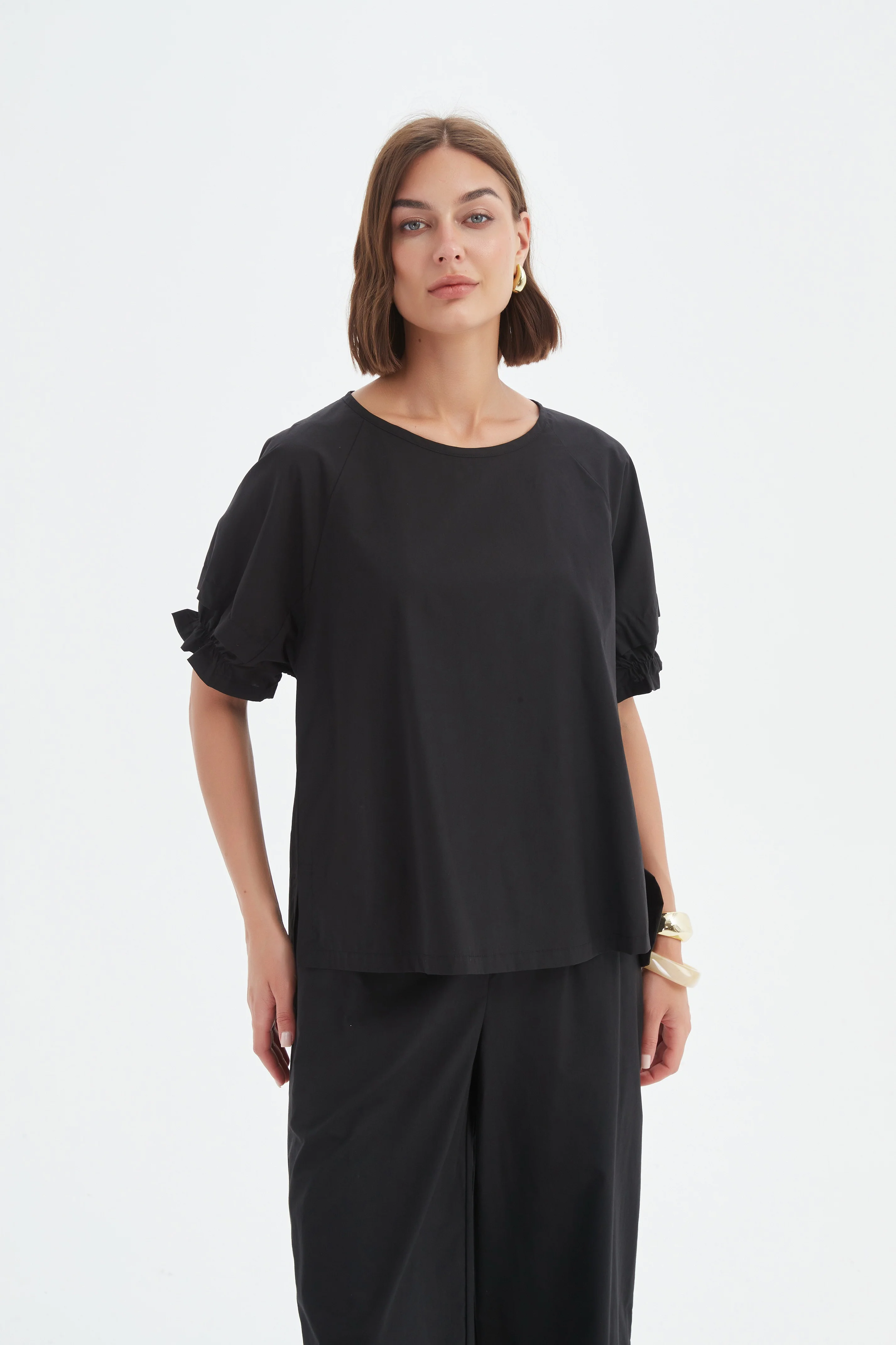 RUFFLE SLEEVE LYOCELL TOP - Image 4