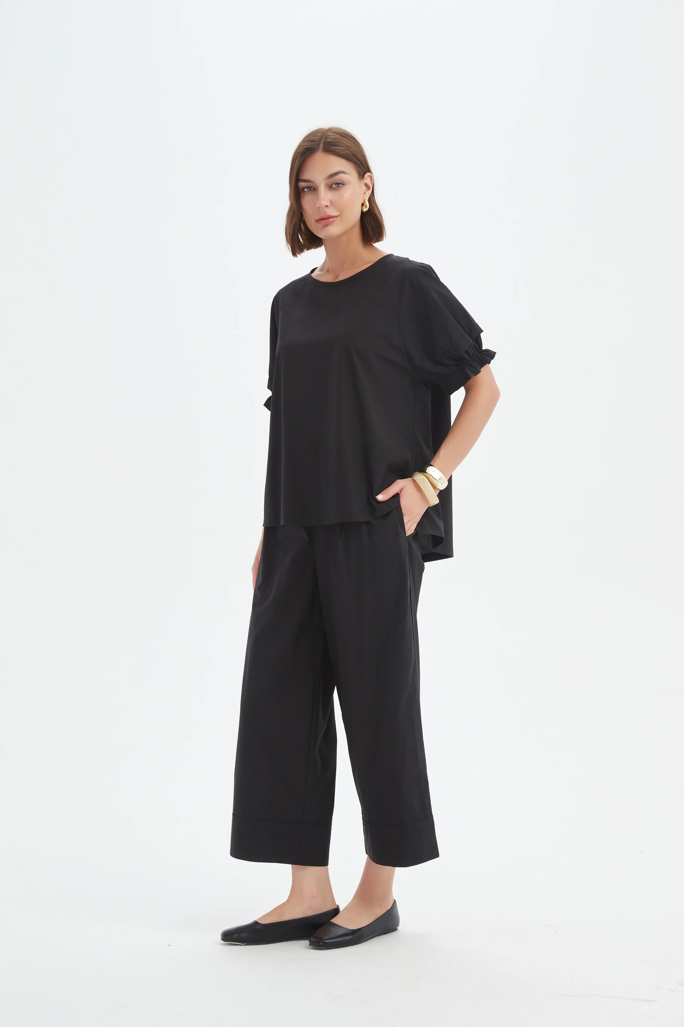 RUFFLE SLEEVE LYOCELL TOP - Image 5