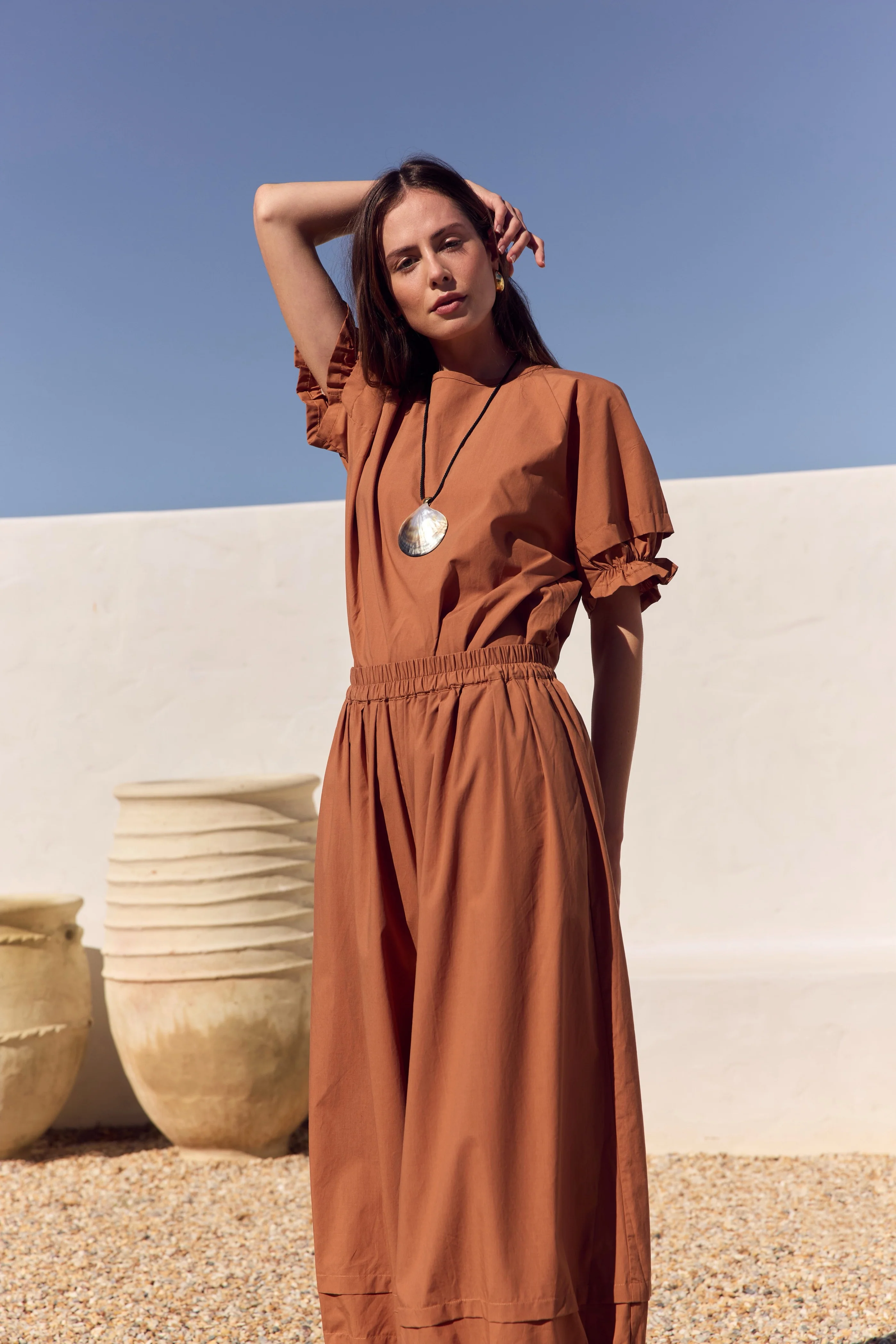 RUFFLE SLEEVE LYOCELL TOP - Image 8