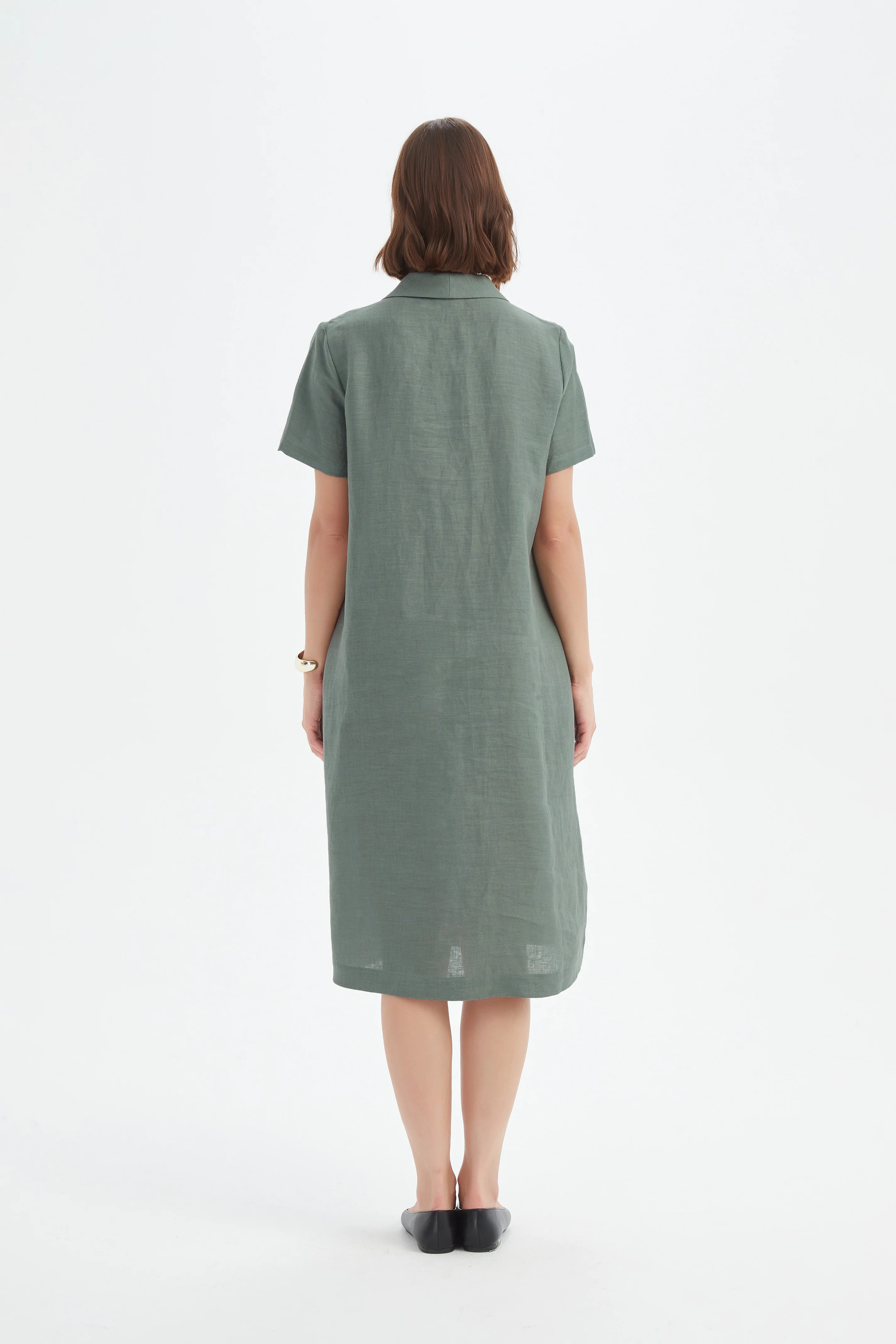 SHAWL COLLAR PLEAT DRESS - Image 18