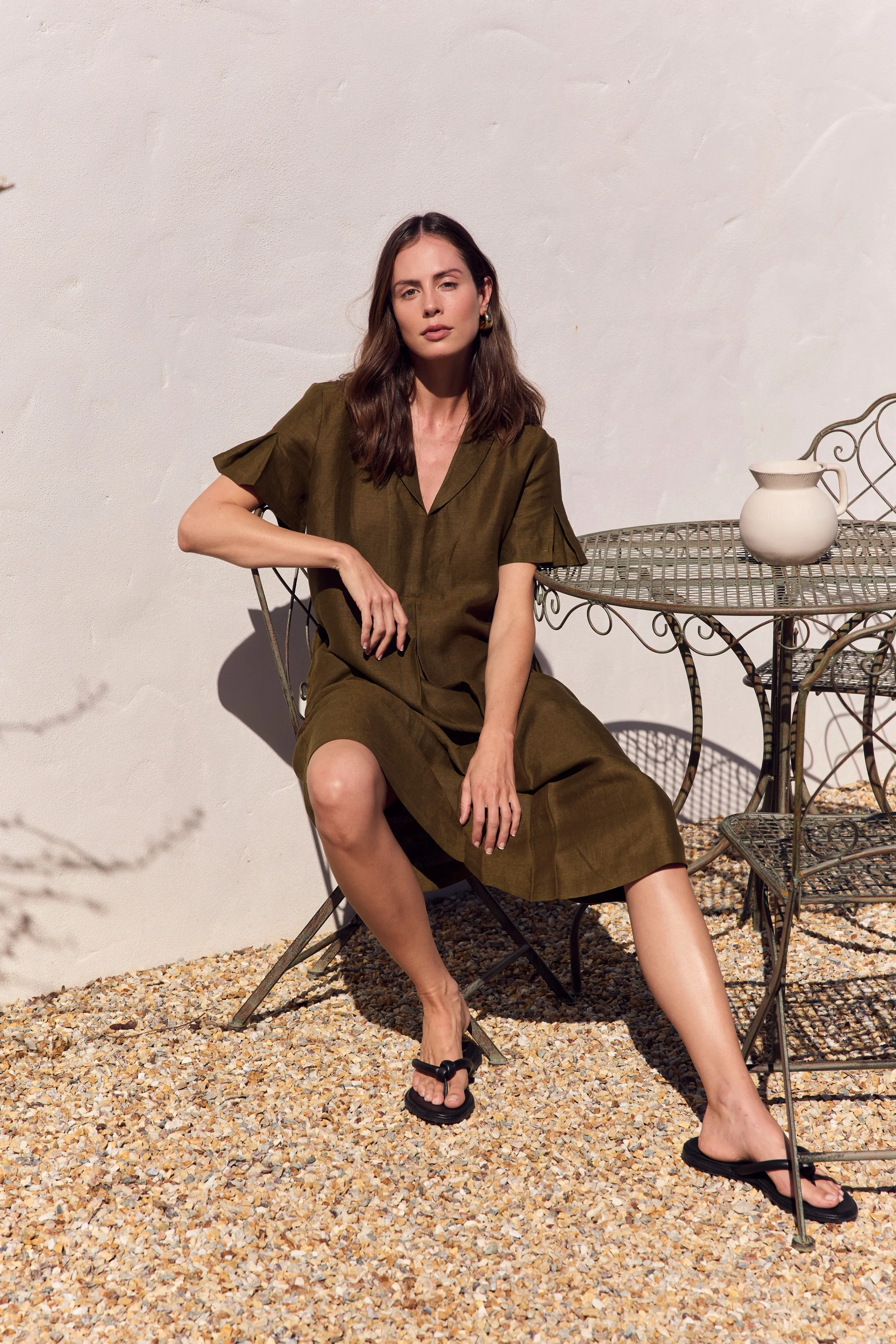 SHAWL COLLAR PLEAT DRESS - Image 4