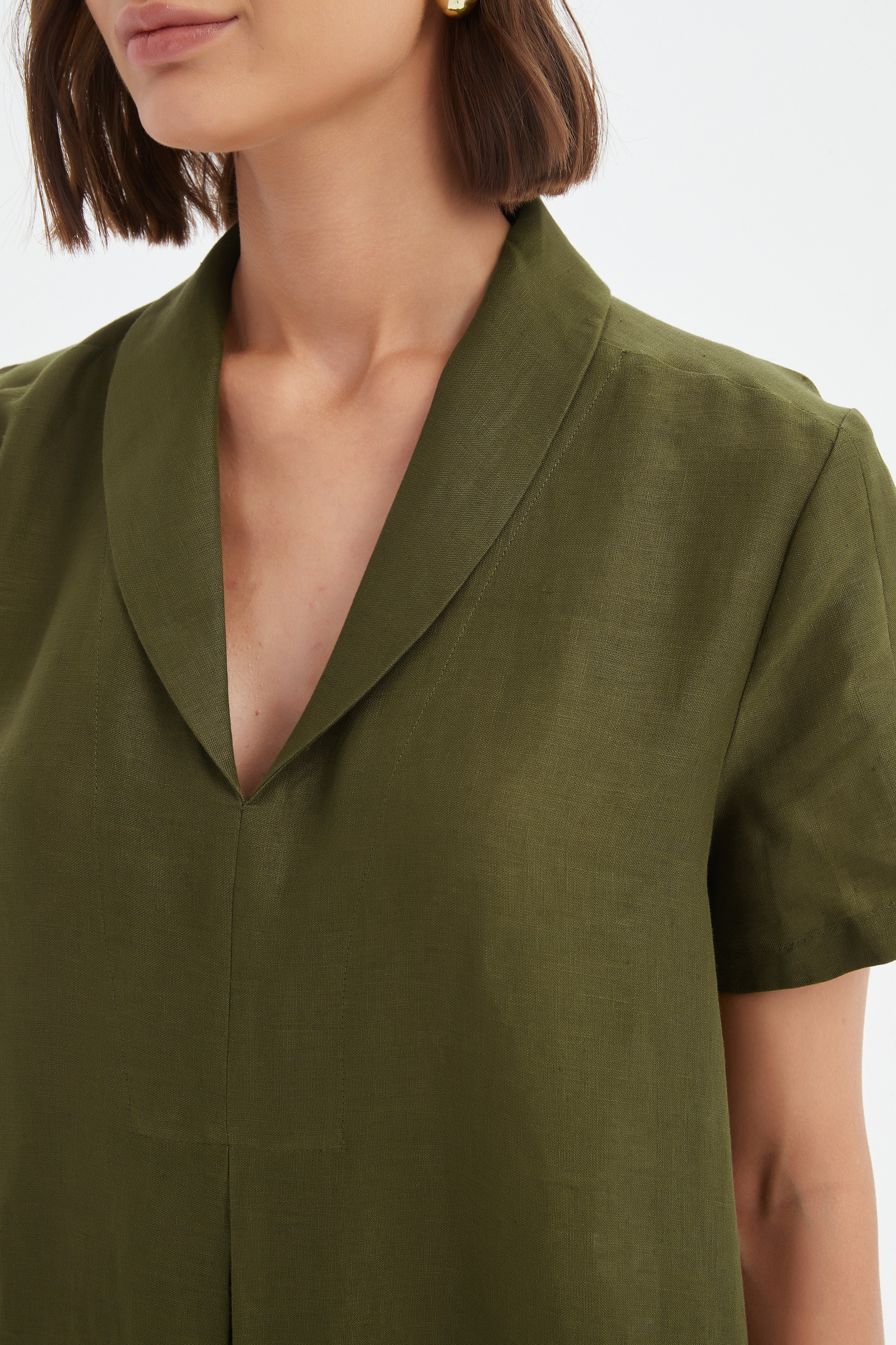 SHAWL COLLAR PLEAT DRESS - Image 7