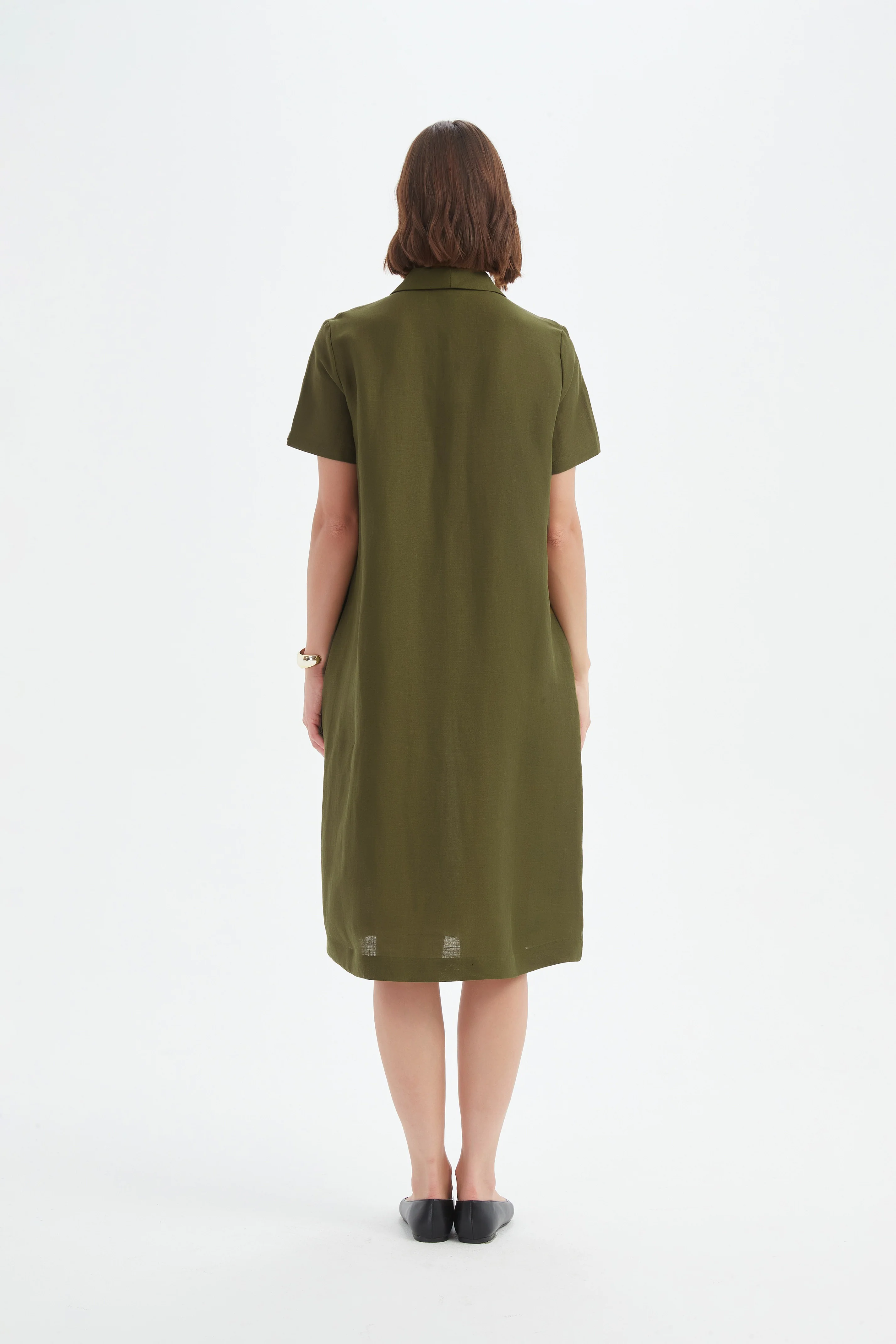 SHAWL COLLAR PLEAT DRESS - Image 9