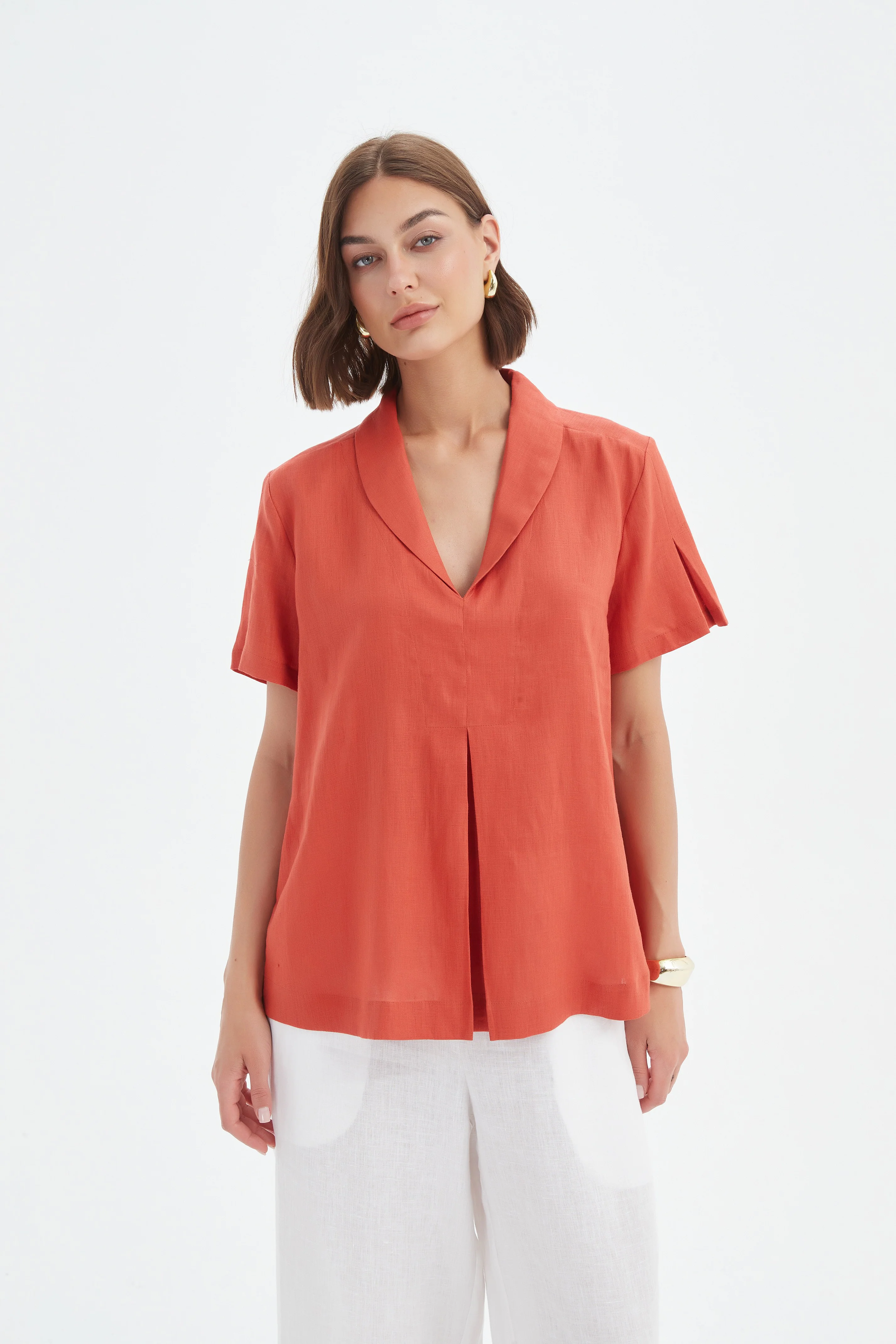 SHAWL COLLAR PLEAT TOP - Image 12