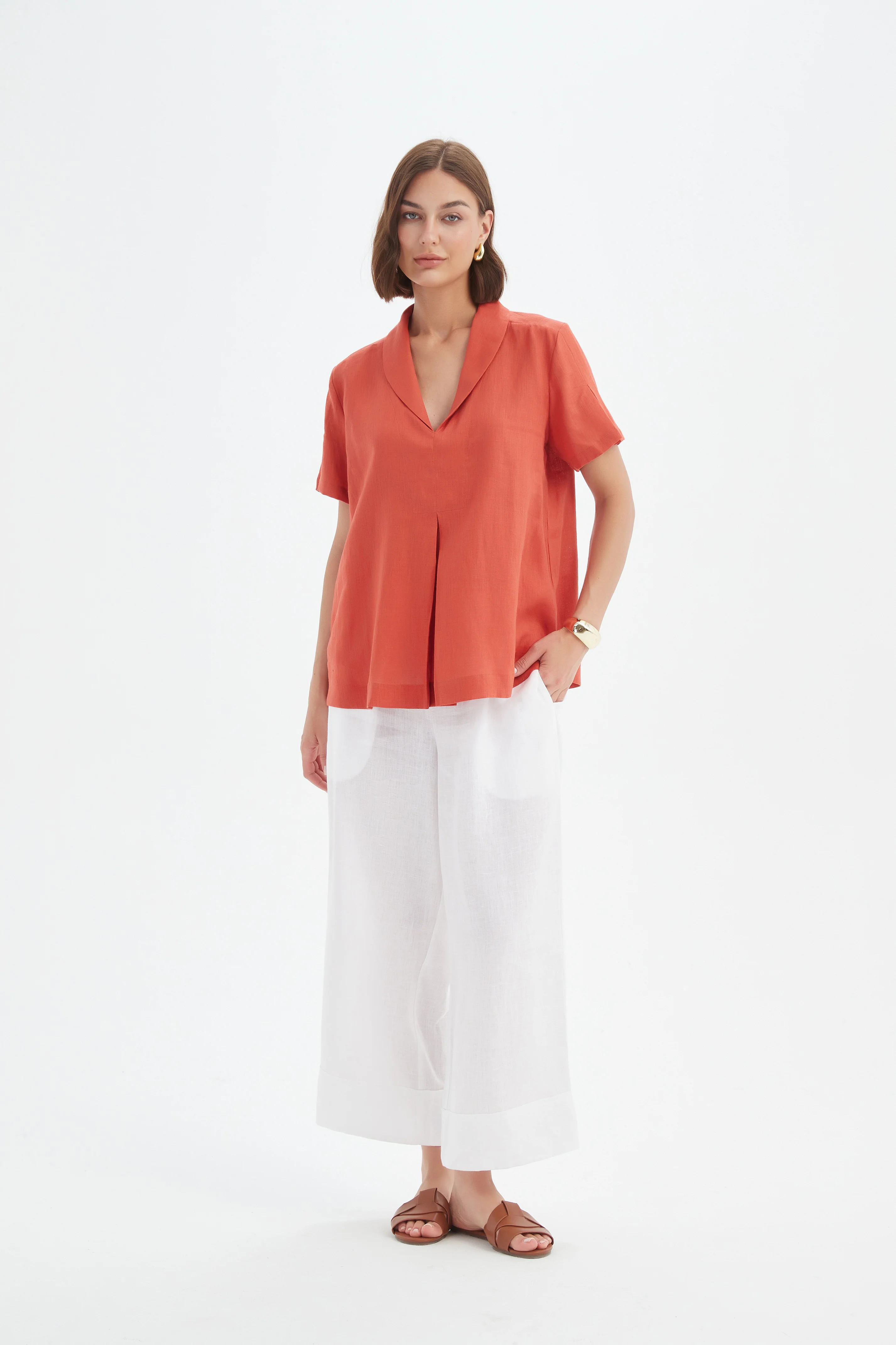 SHAWL COLLAR PLEAT TOP - Image 13