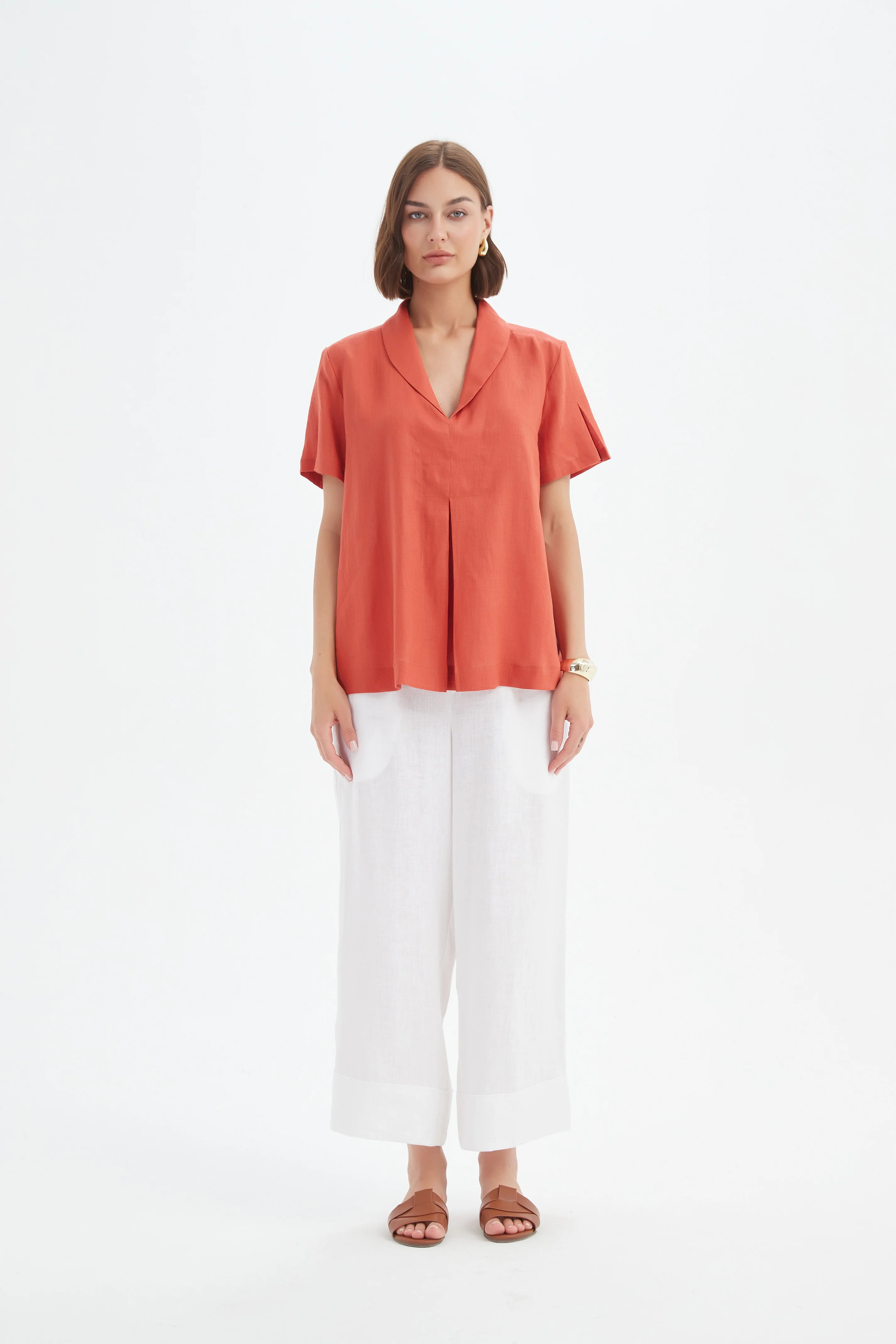 SHAWL COLLAR PLEAT TOP - Image 14