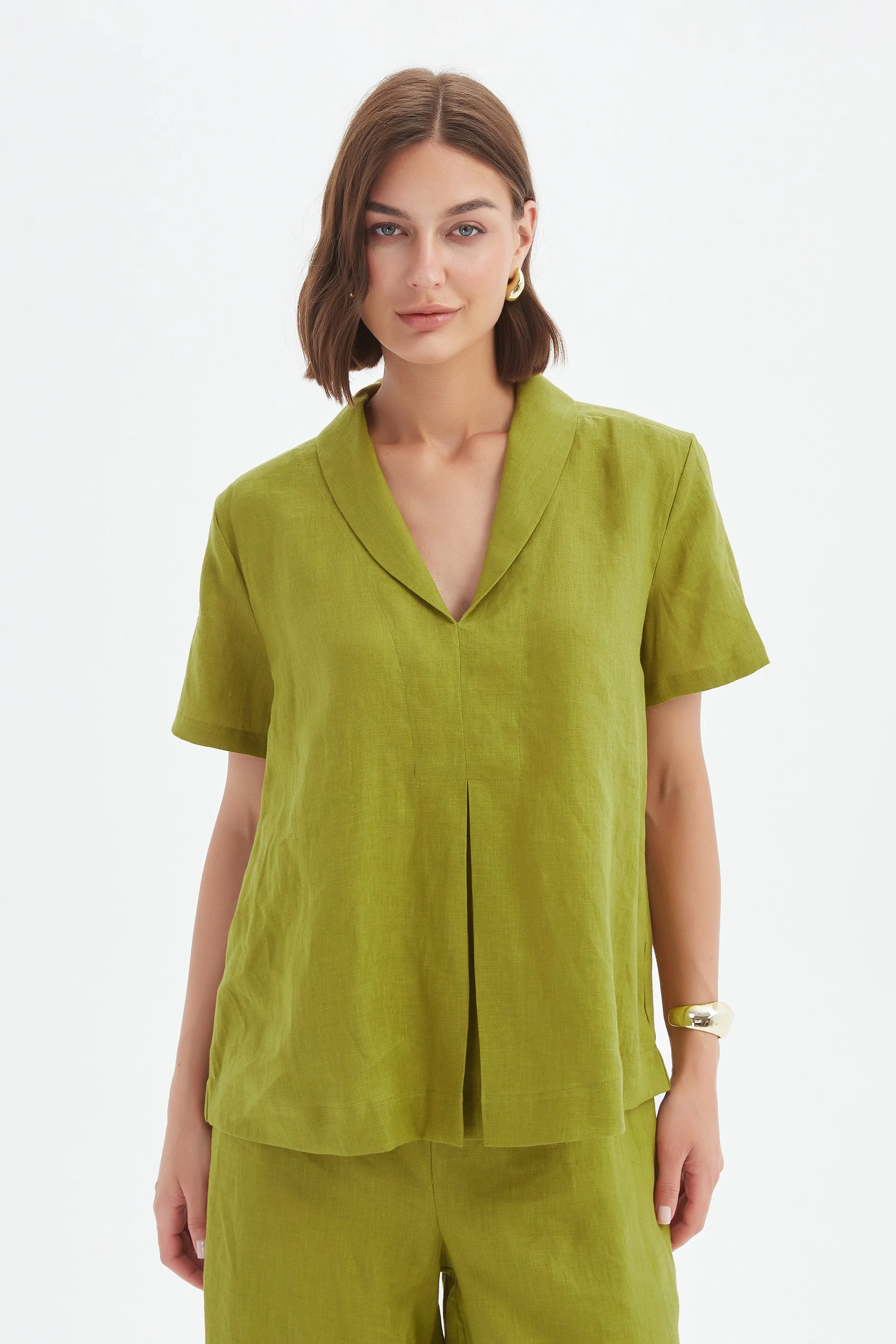 SHAWL COLLAR PLEAT TOP - Image 16