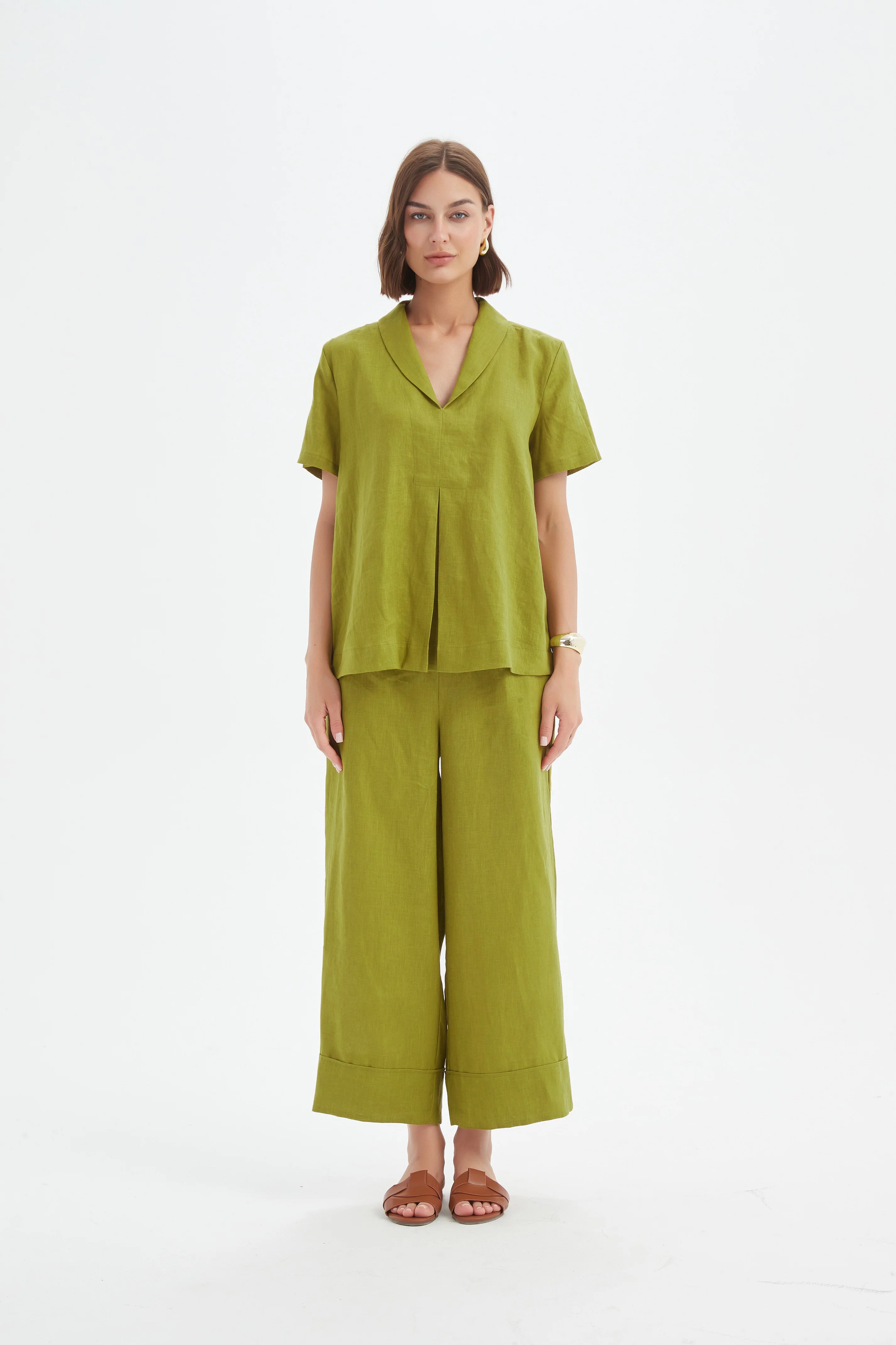SHAWL COLLAR PLEAT TOP - Image 19