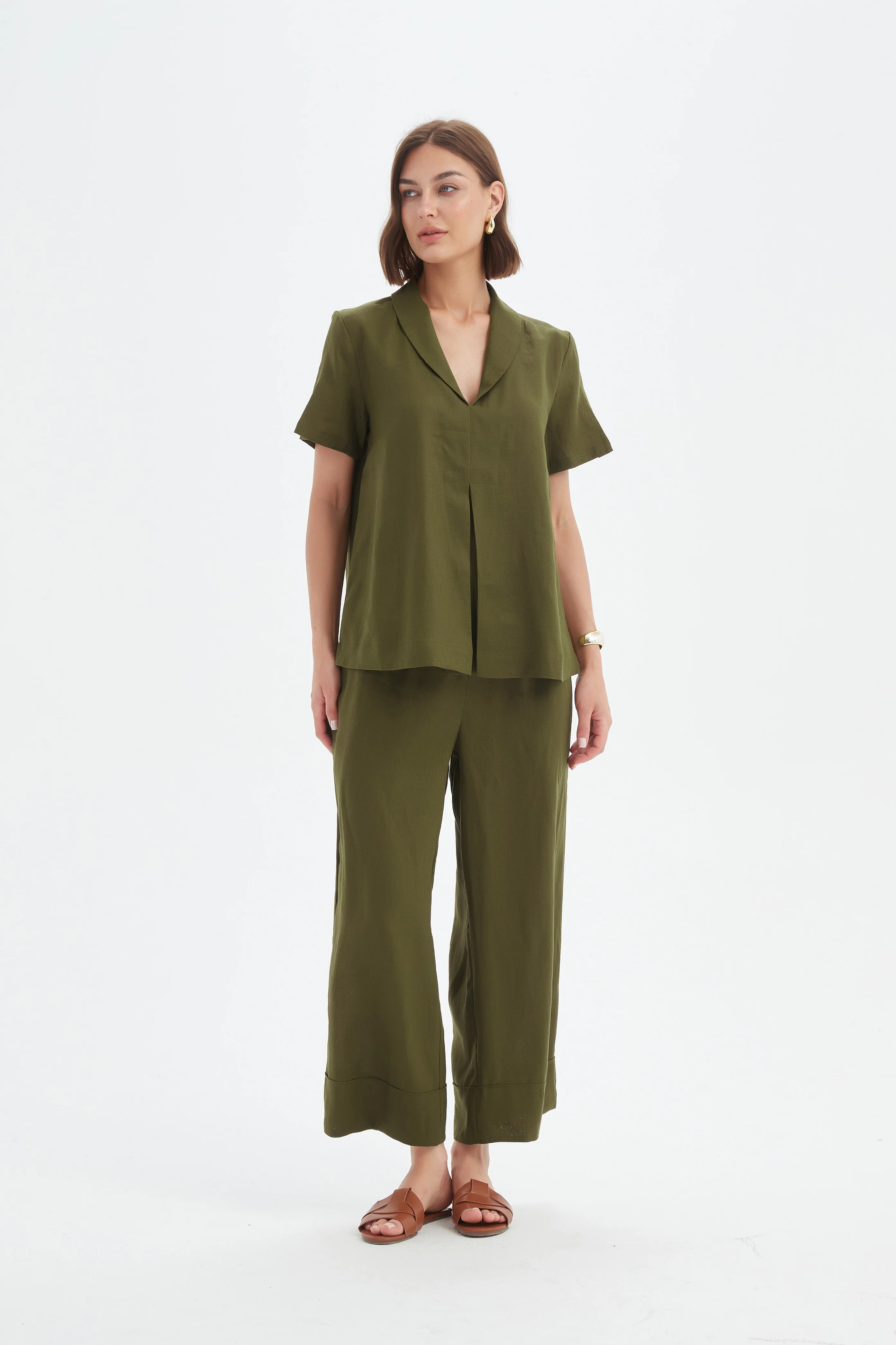 SHAWL COLLAR PLEAT TOP - Image 23