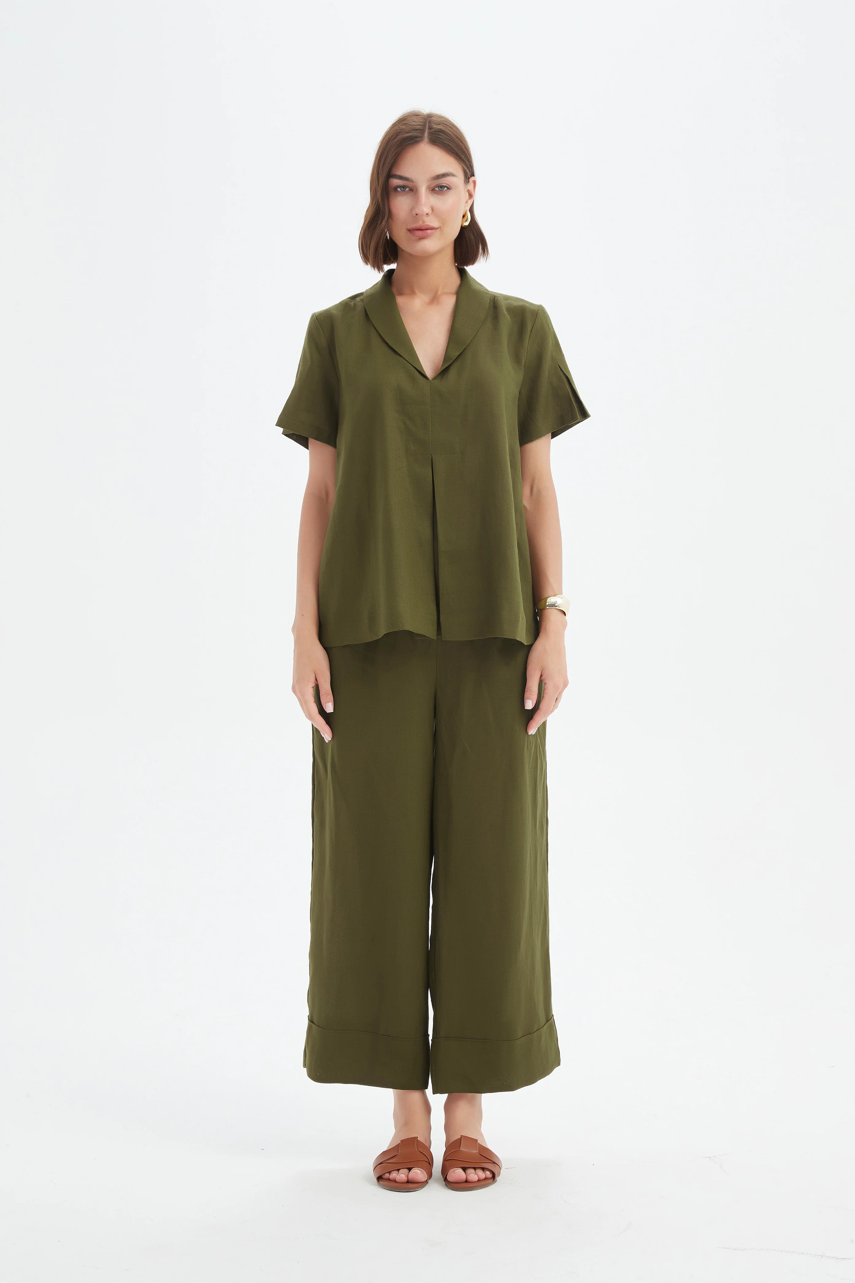 SHAWL COLLAR PLEAT TOP - Image 24