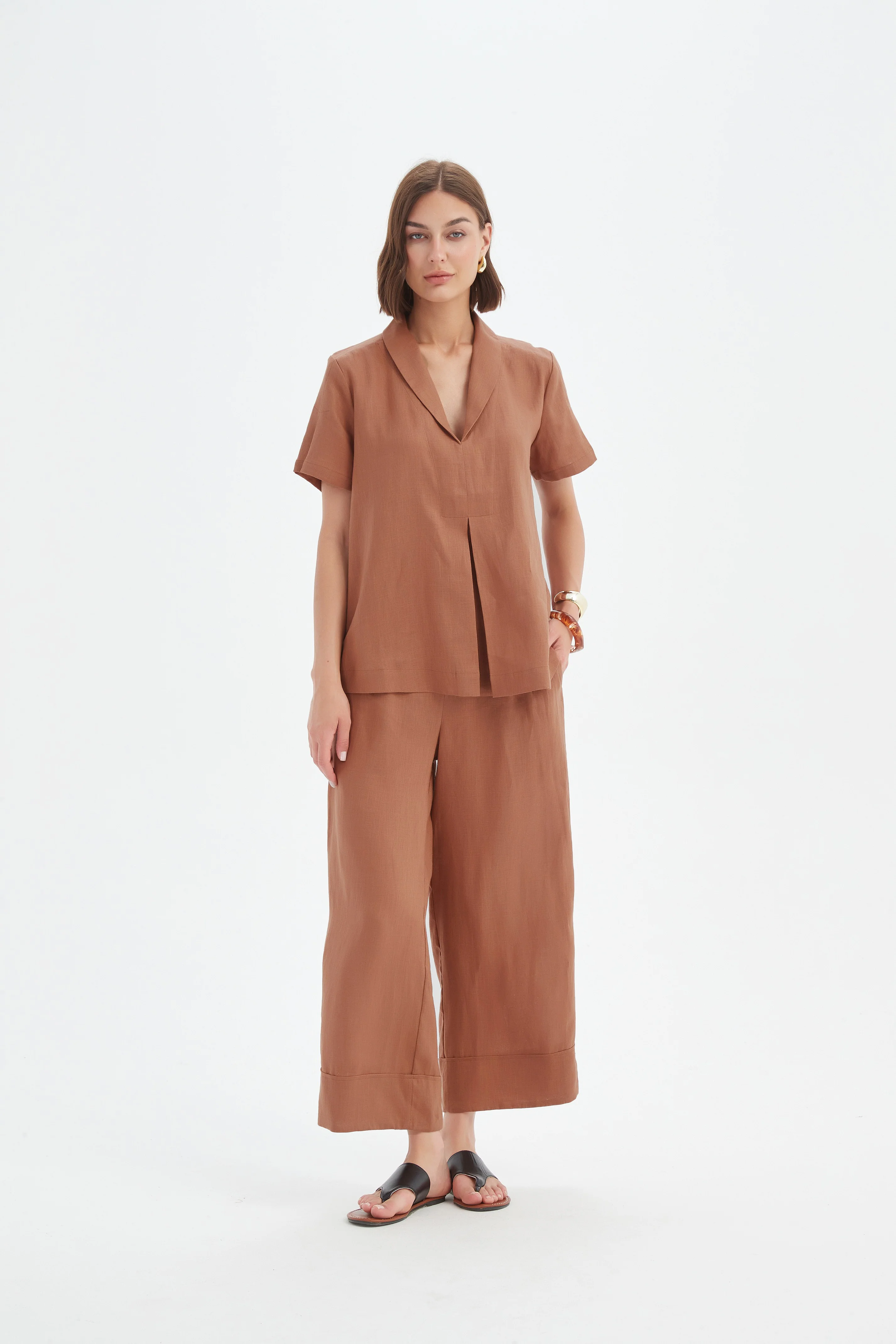 SHAWL COLLAR PLEAT TOP - Image 3