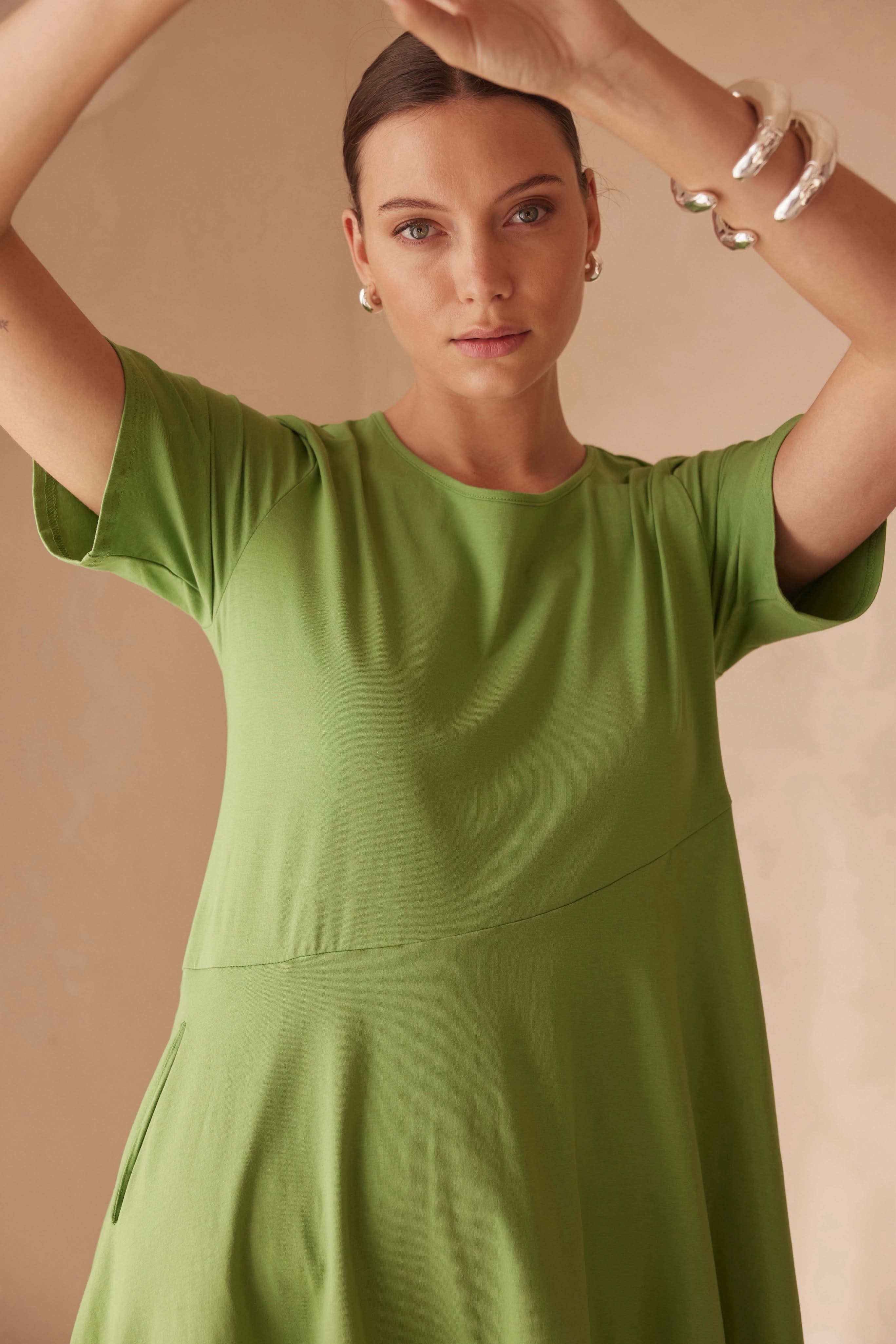 SHORT SLEEVE DIAGONAL SEAM DRESS - Image 12