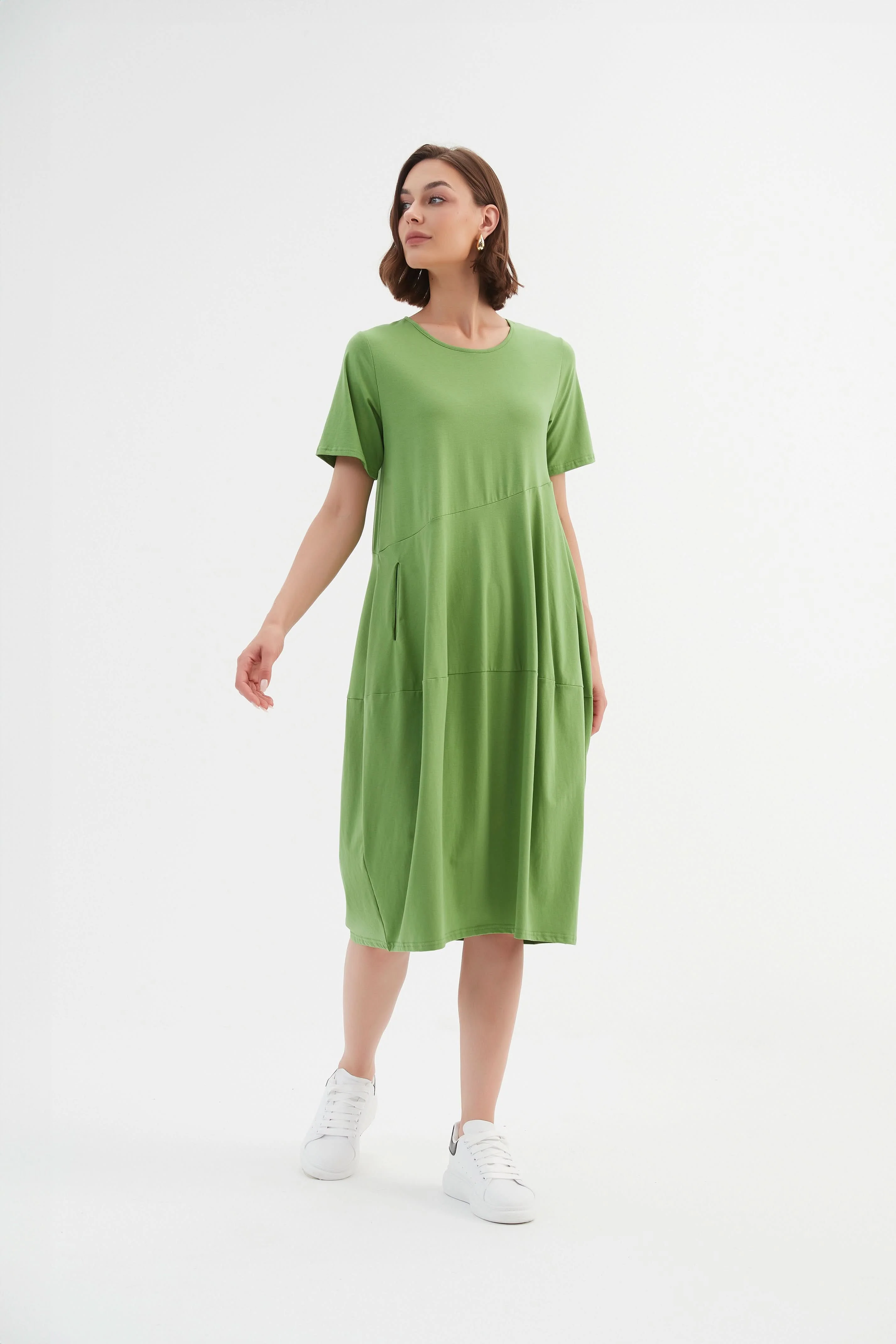 SHORT SLEEVE DIAGONAL SEAM DRESS - Image 13