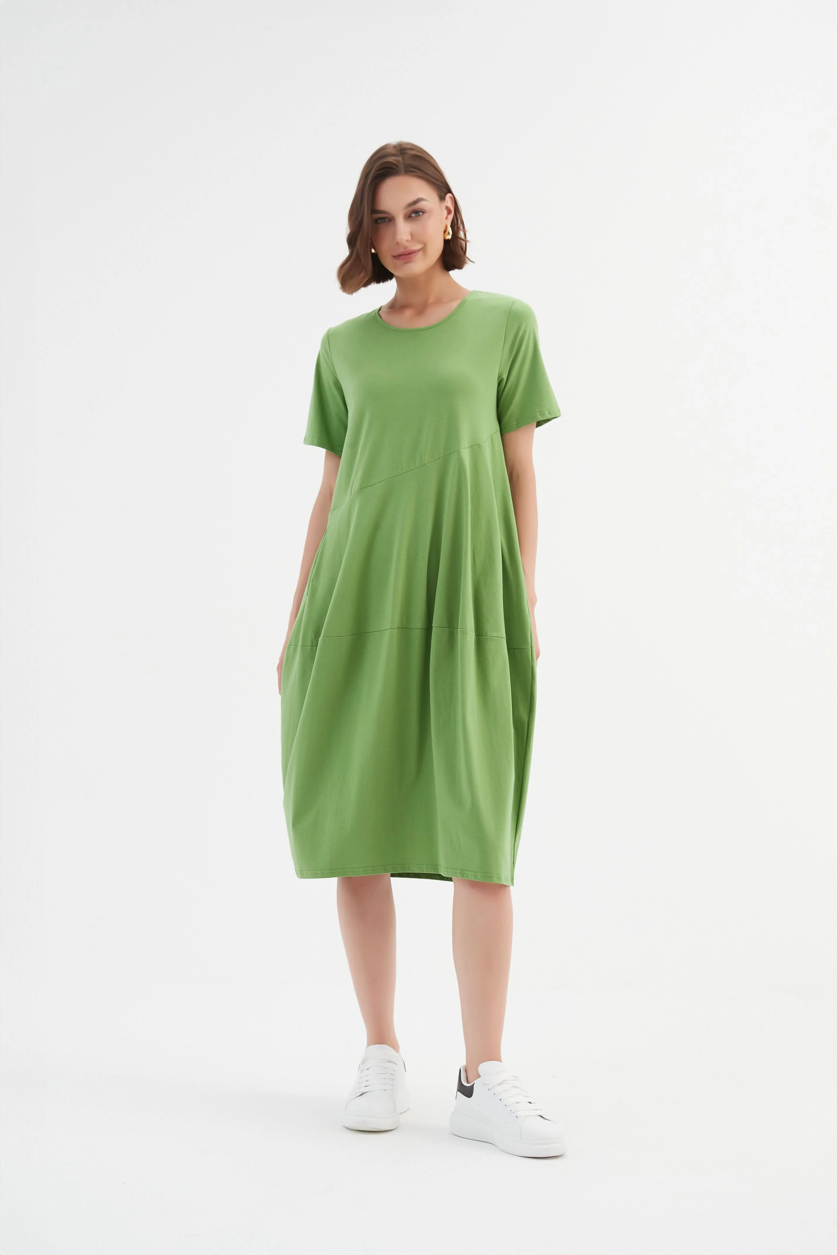 SHORT SLEEVE DIAGONAL SEAM DRESS - Image 14