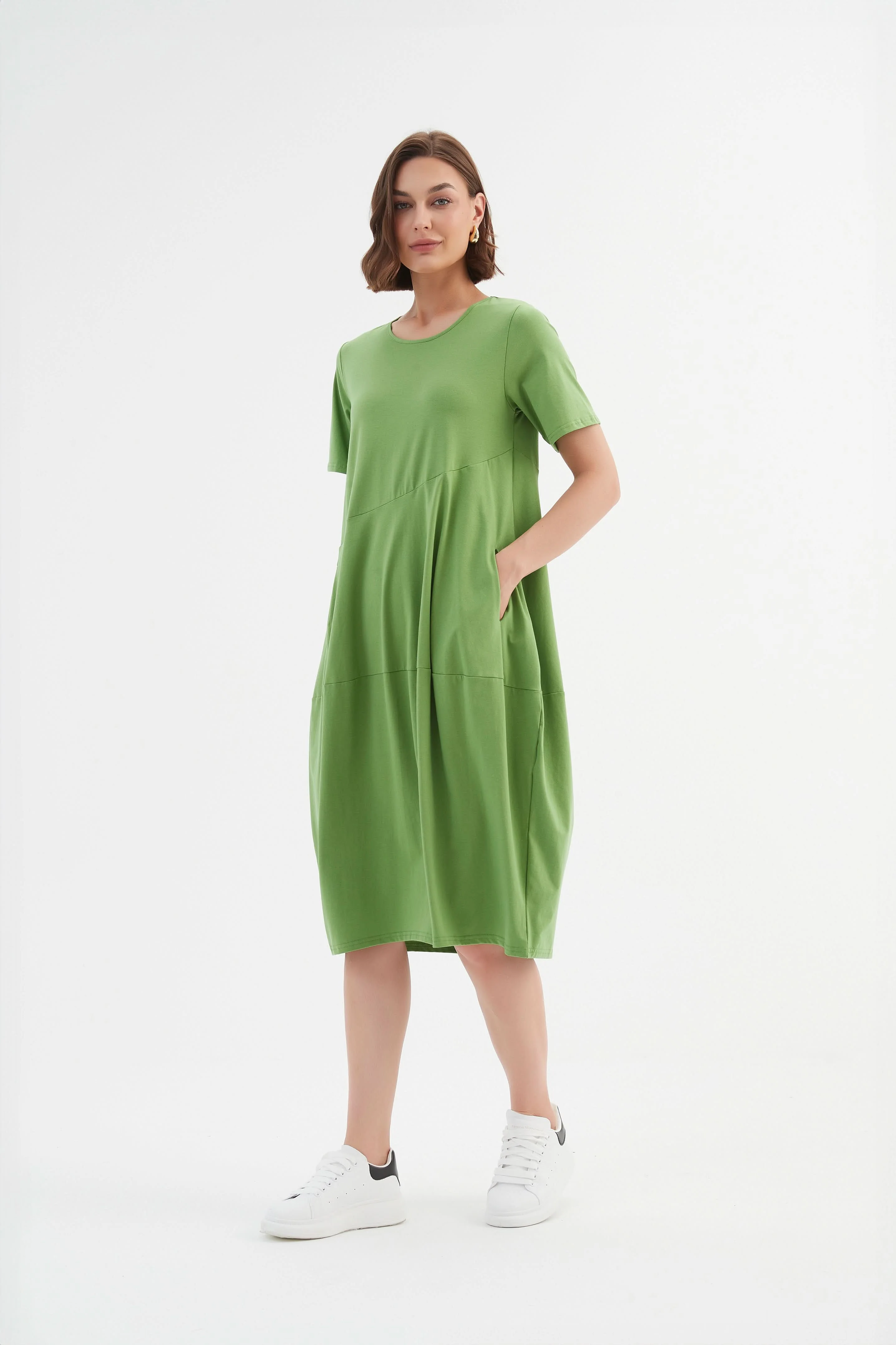 SHORT SLEEVE DIAGONAL SEAM DRESS - Image 15