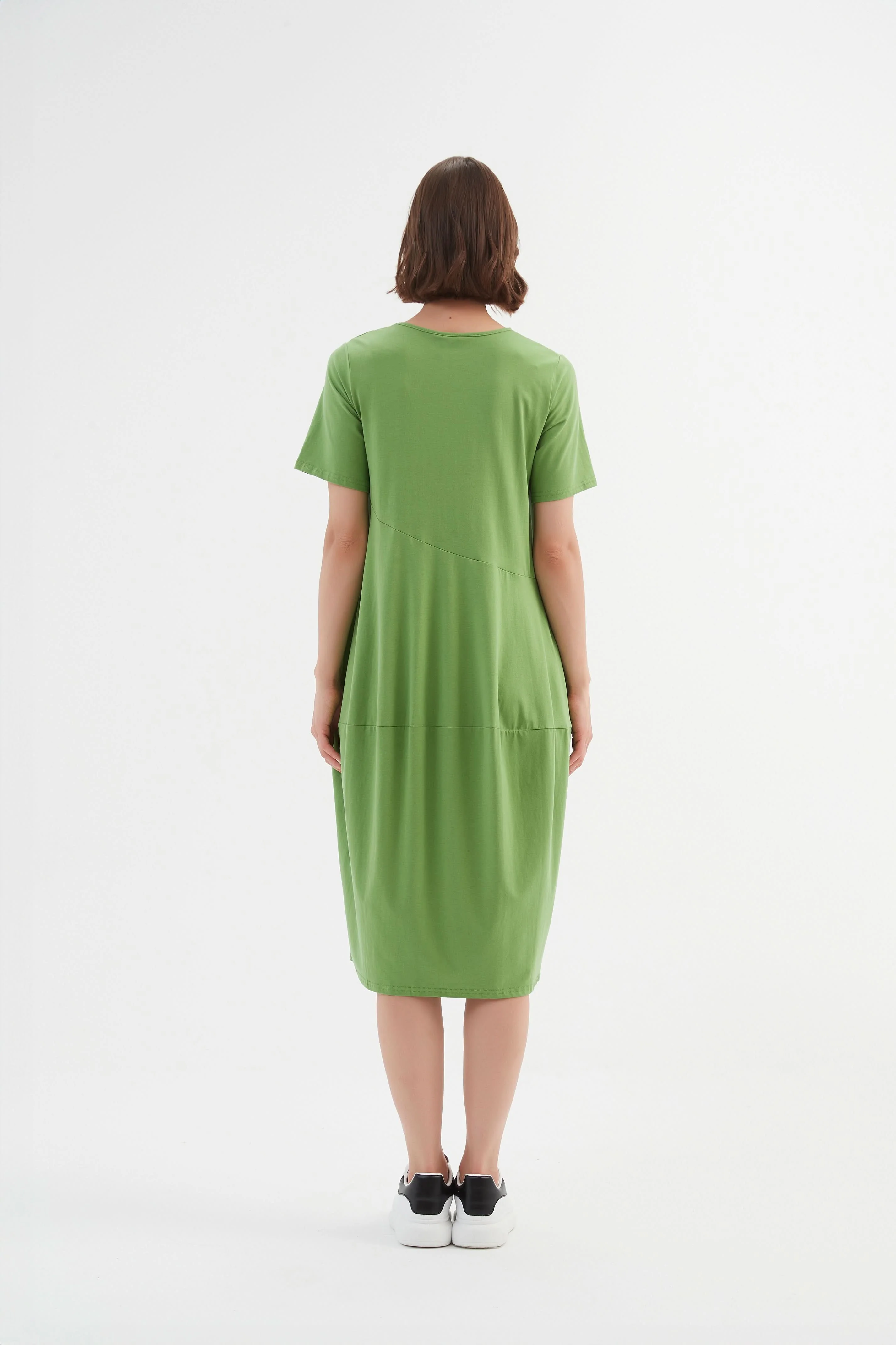 SHORT SLEEVE DIAGONAL SEAM DRESS - Image 17