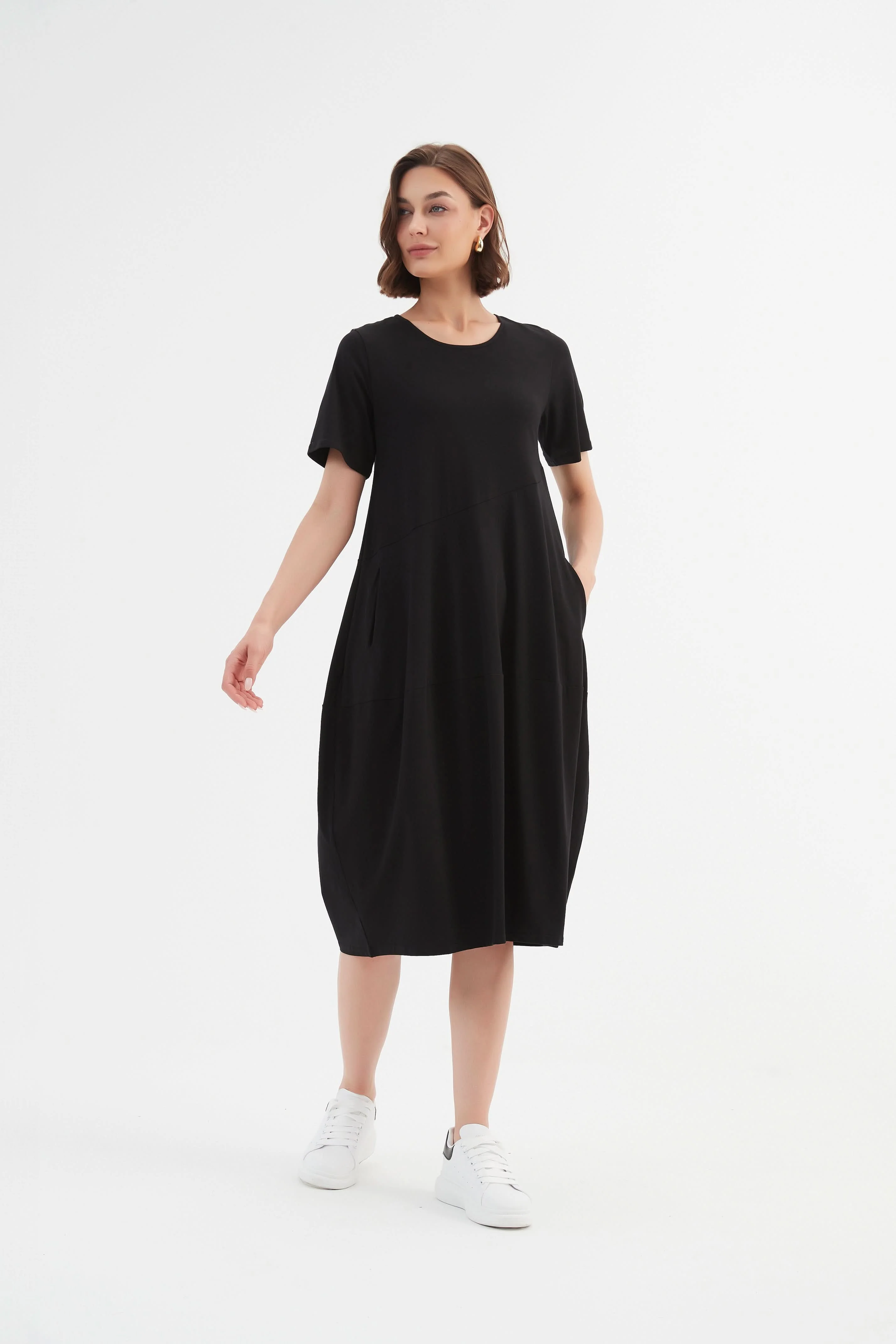 SHORT SLEEVE DIAGONAL SEAM DRESS - Image 18