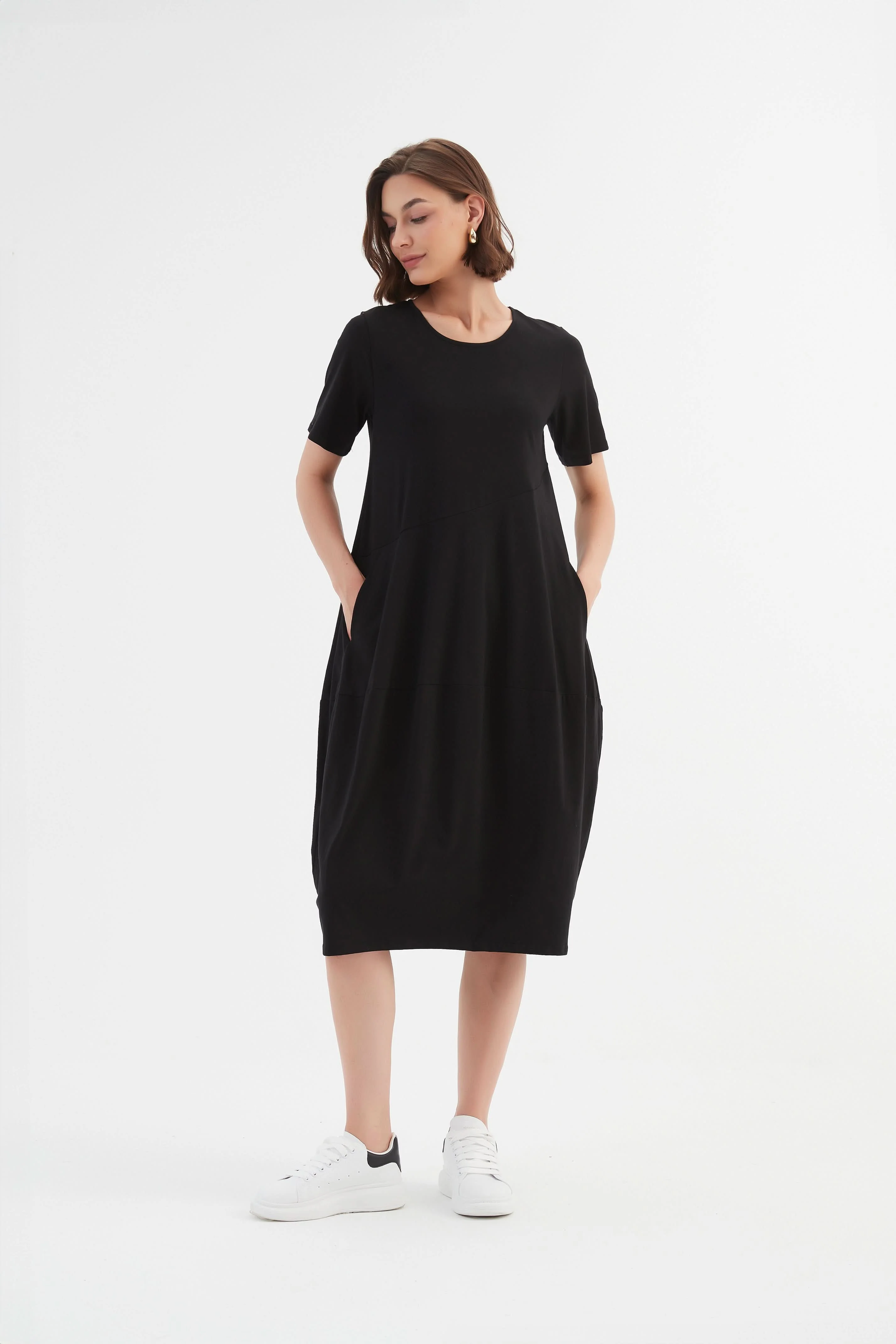 SHORT SLEEVE DIAGONAL SEAM DRESS - Image 20