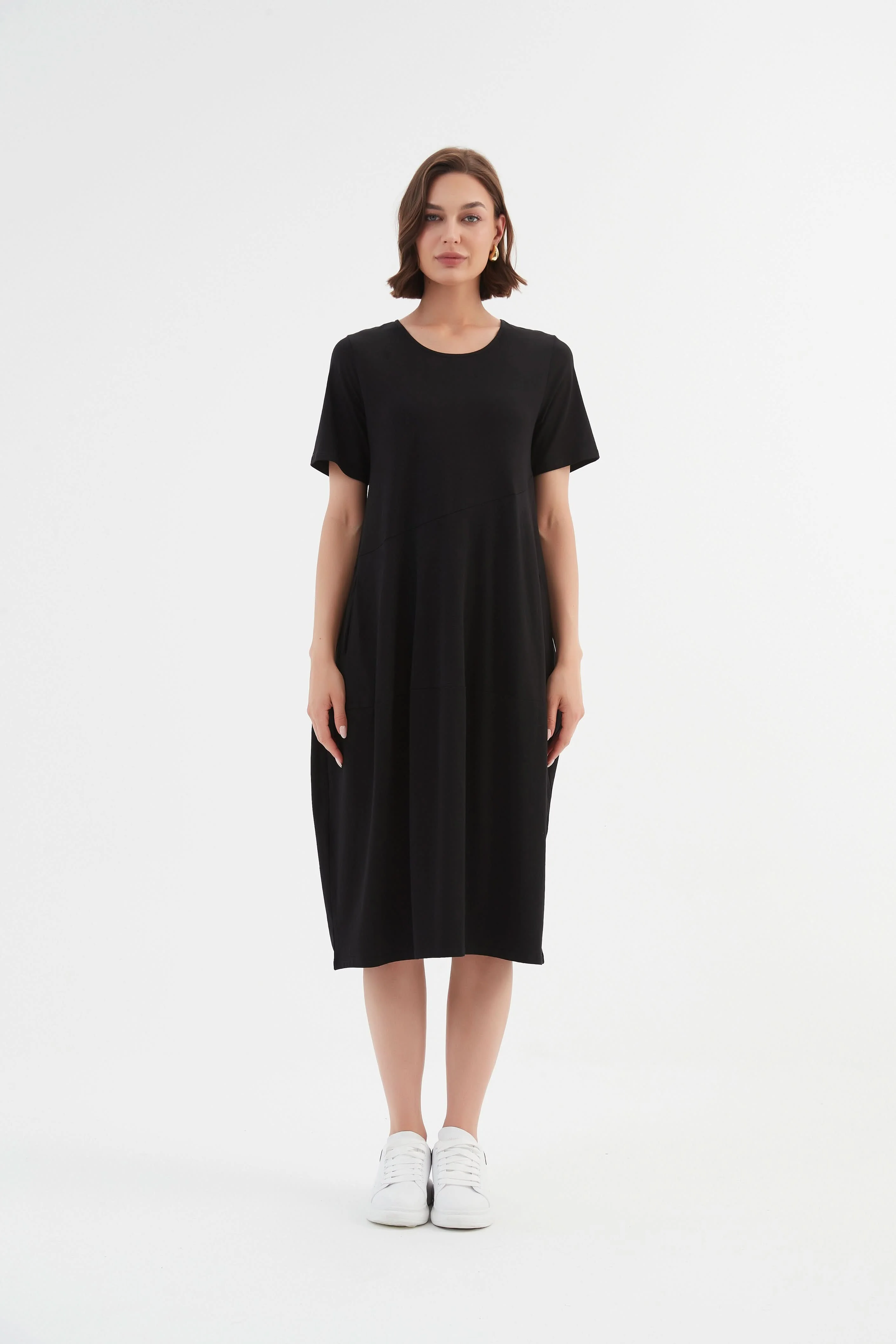SHORT SLEEVE DIAGONAL SEAM DRESS - Image 21
