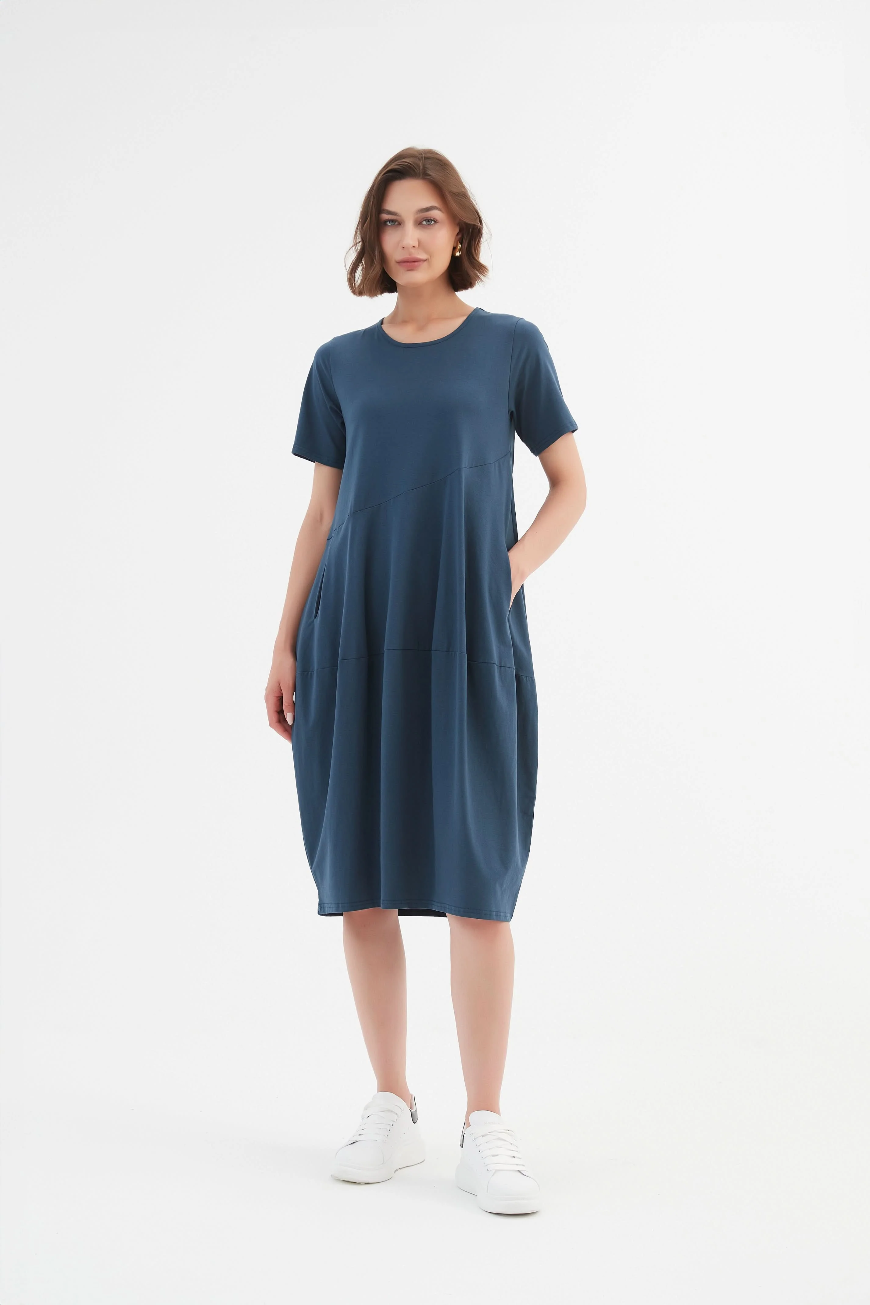 SHORT SLEEVE DIAGONAL SEAM DRESS - Image 24