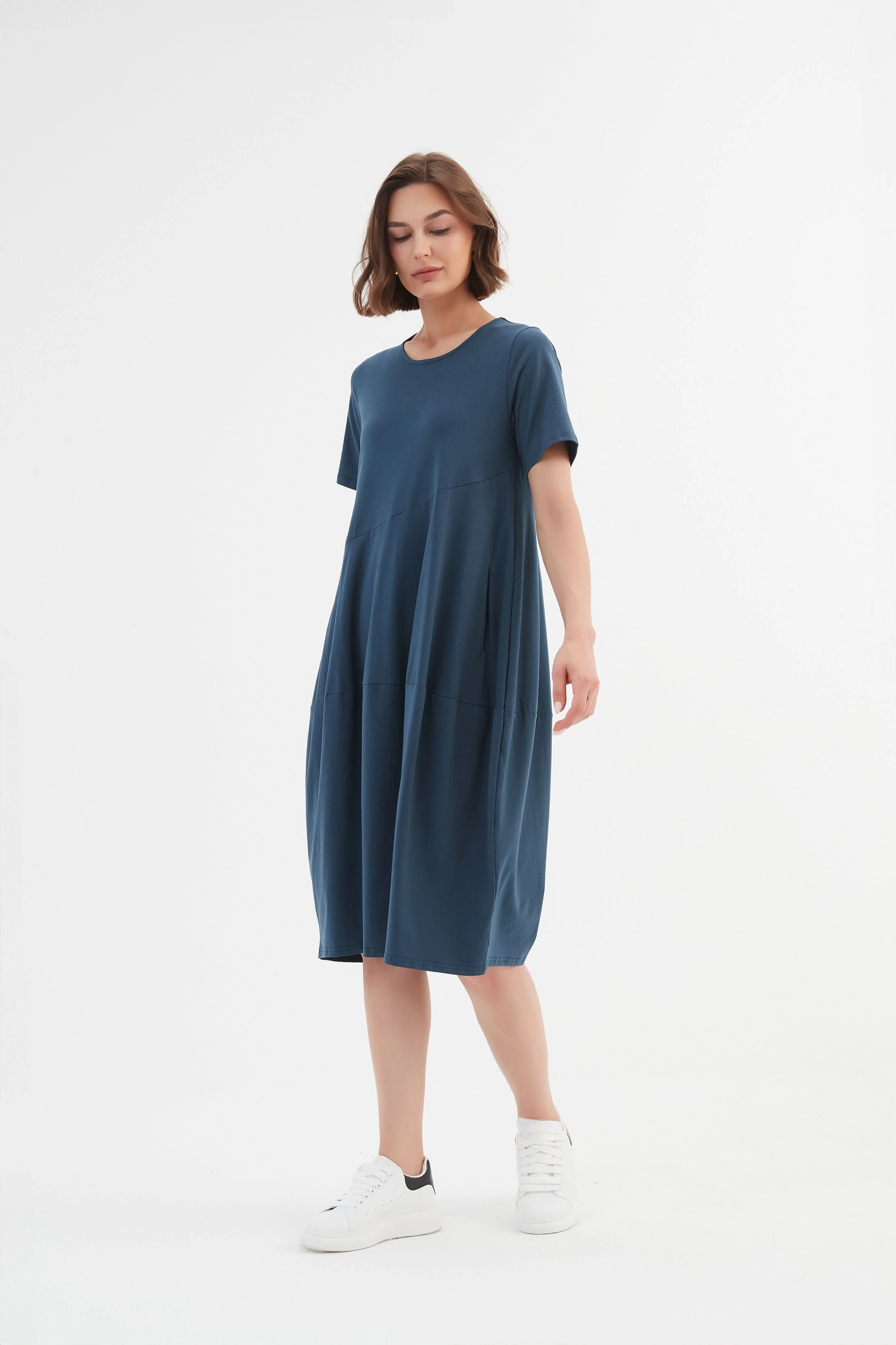 SHORT SLEEVE DIAGONAL SEAM DRESS - Image 26