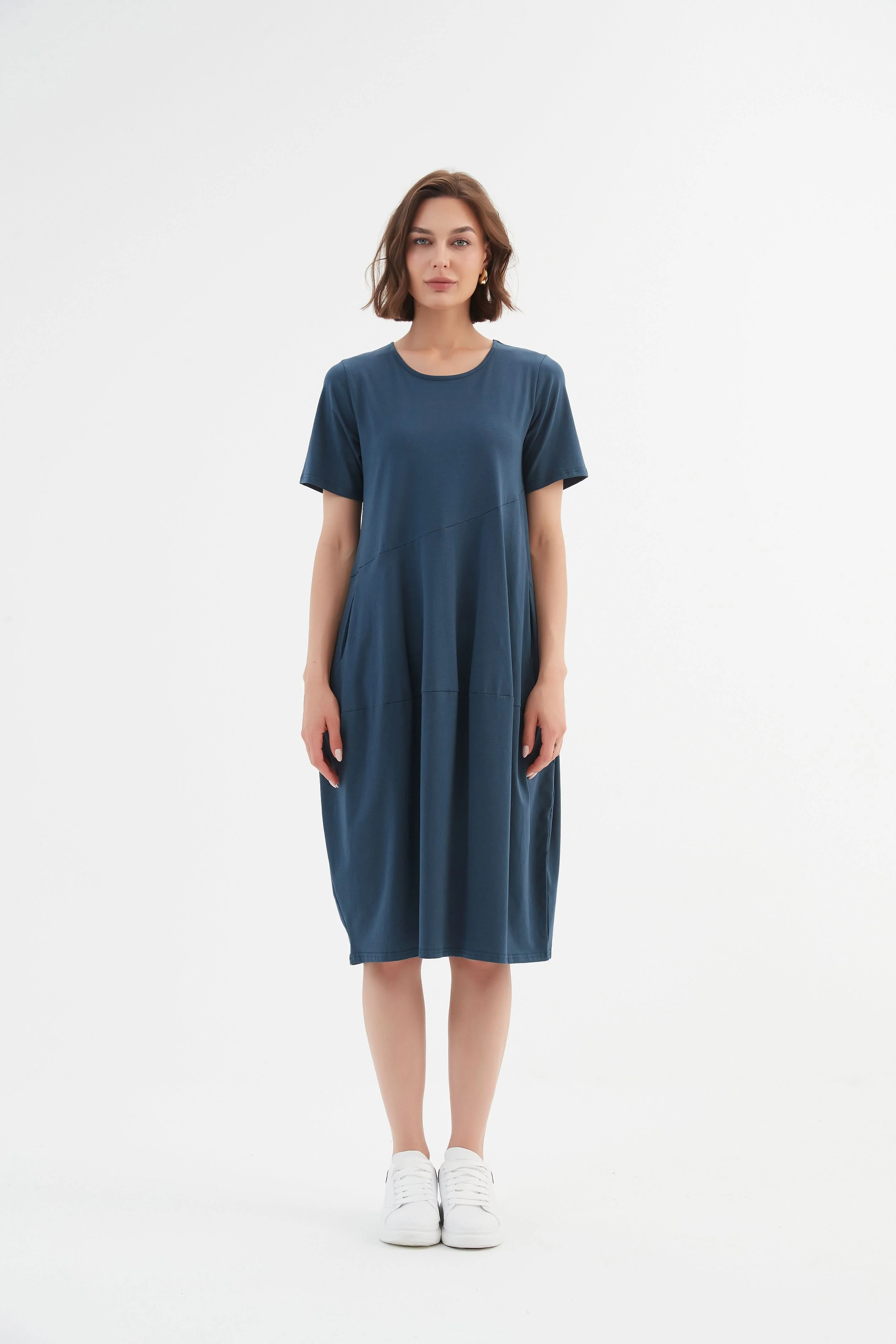 SHORT SLEEVE DIAGONAL SEAM DRESS - Image 27