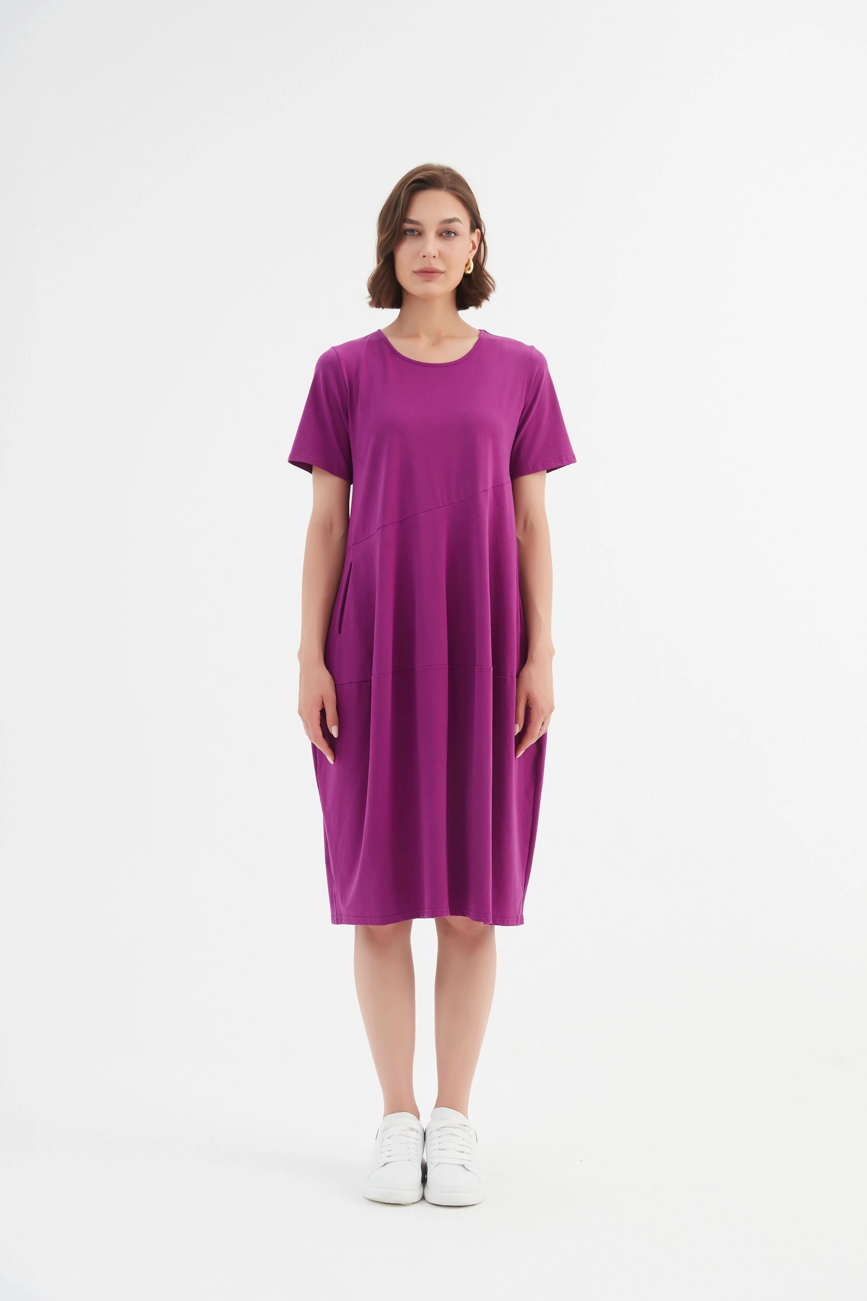 SHORT SLEEVE DIAGONAL SEAM DRESS - Image 28