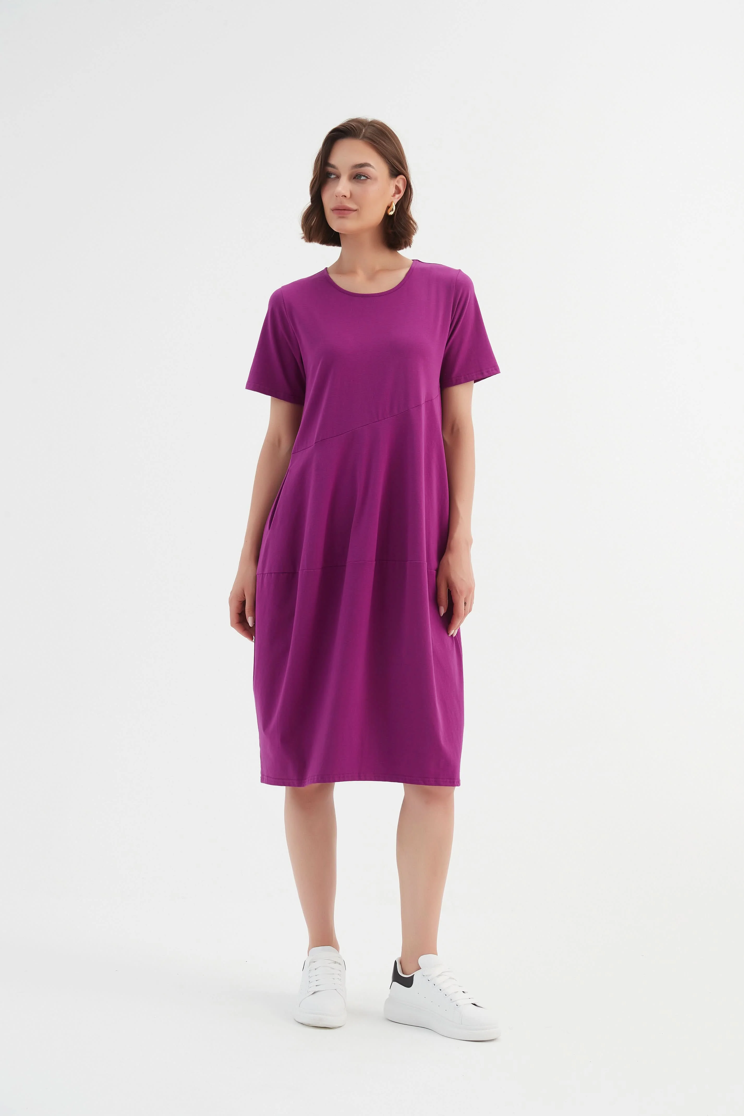 SHORT SLEEVE DIAGONAL SEAM DRESS - Image 29