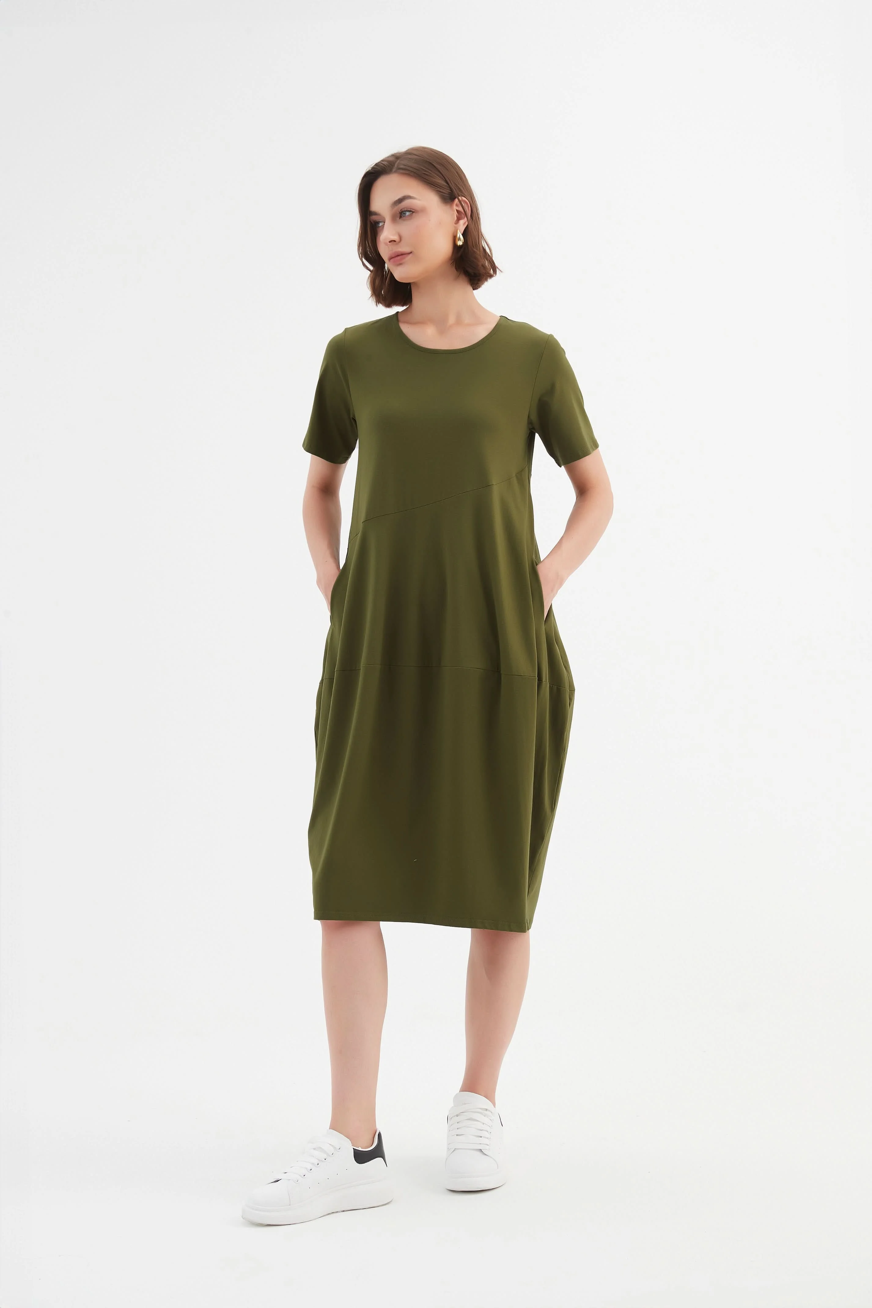 SHORT SLEEVE DIAGONAL SEAM DRESS - Image 3