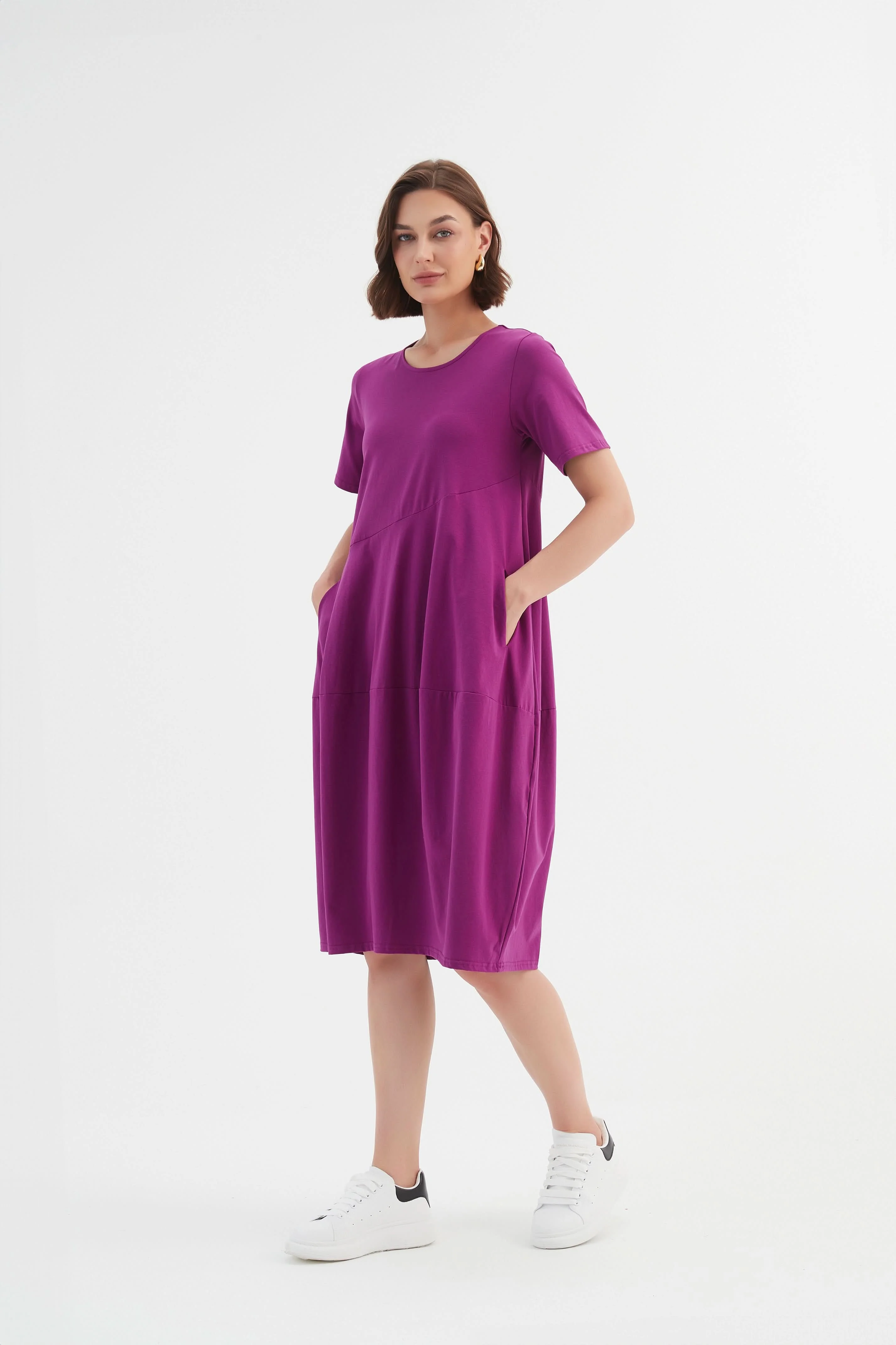 SHORT SLEEVE DIAGONAL SEAM DRESS - Image 30