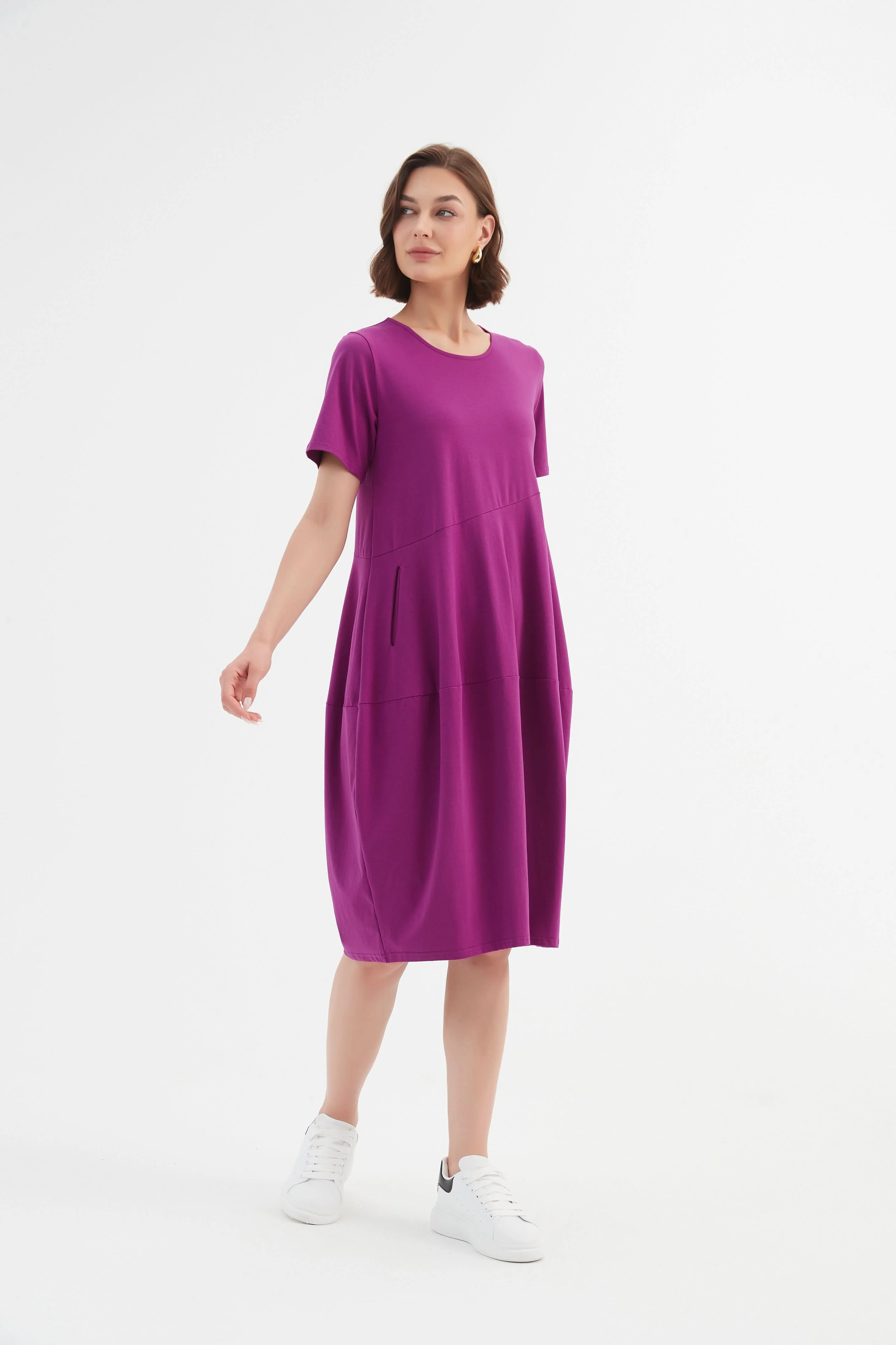 SHORT SLEEVE DIAGONAL SEAM DRESS - Image 31
