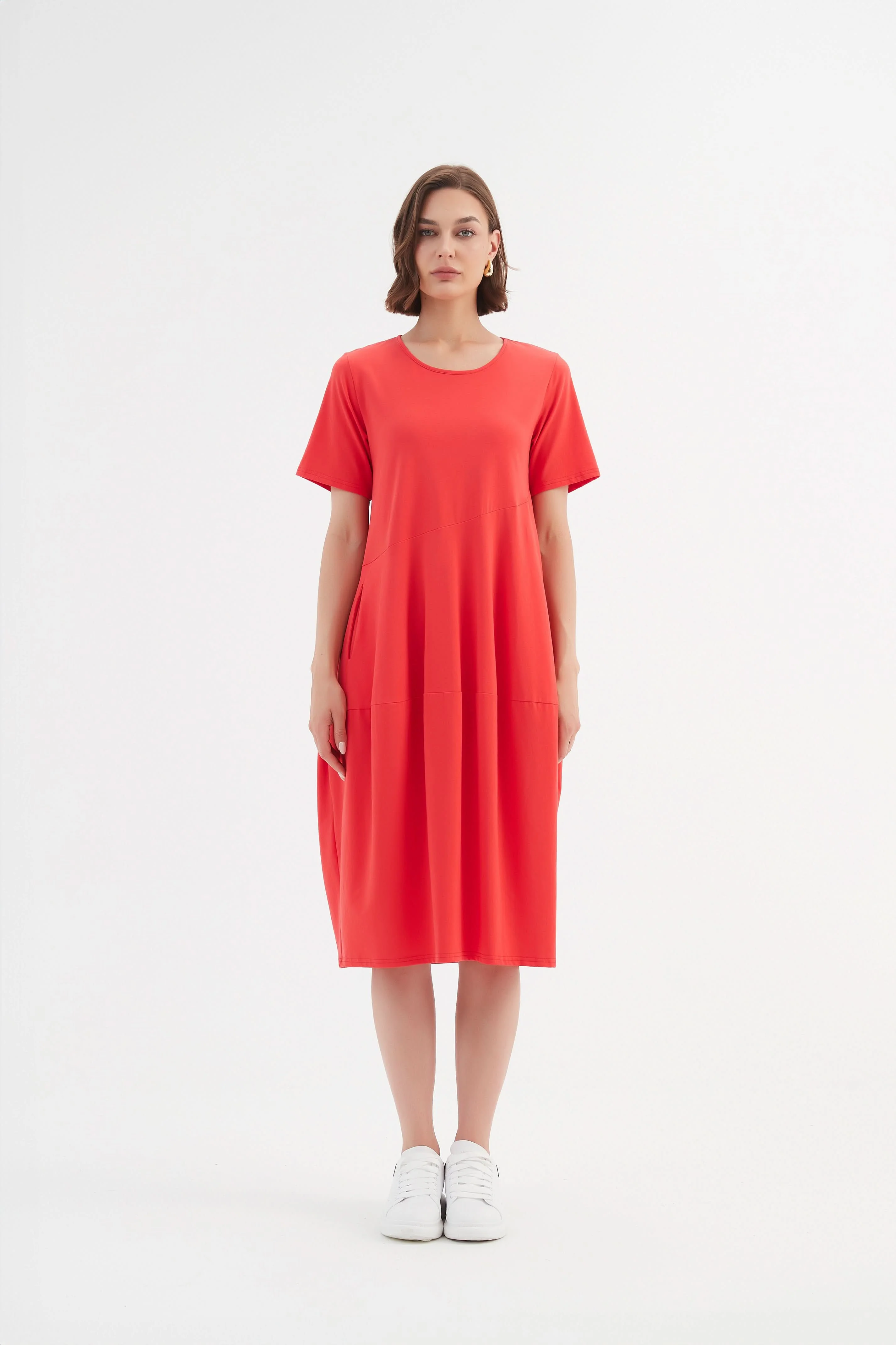SHORT SLEEVE DIAGONAL SEAM DRESS - Image 33